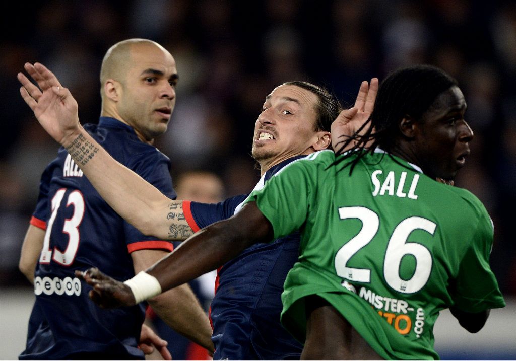 Alex Zlatan Ibrahimovic Mustapha Bayal Sall Paris SG Saint-Etienne Ligue 1 03162014