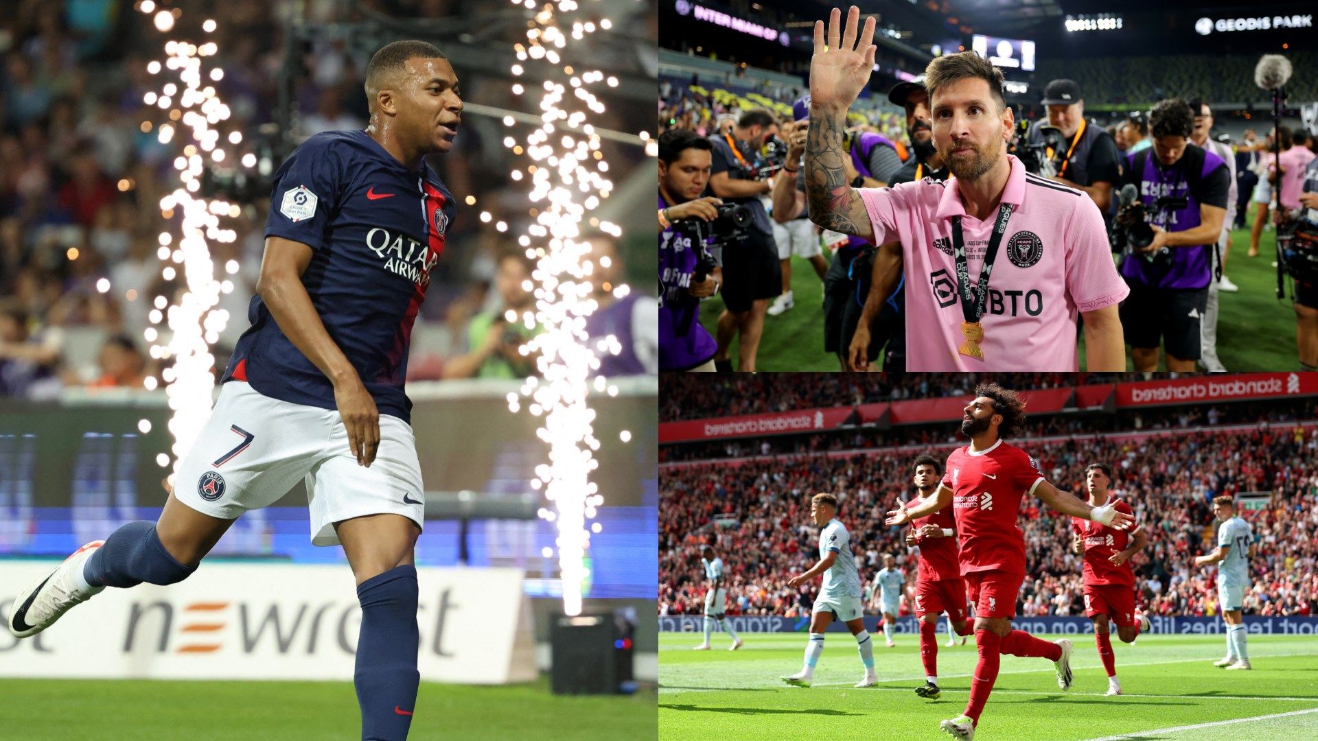 Kylian Mbappe, Lionel Messi, Mohamed Salah GFX