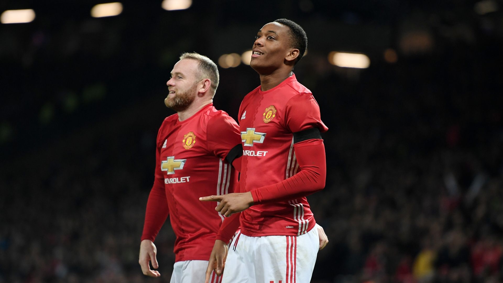 Wayne Rooney and Anthony Martial Manchester United v West Ham EFL Cup 11302016