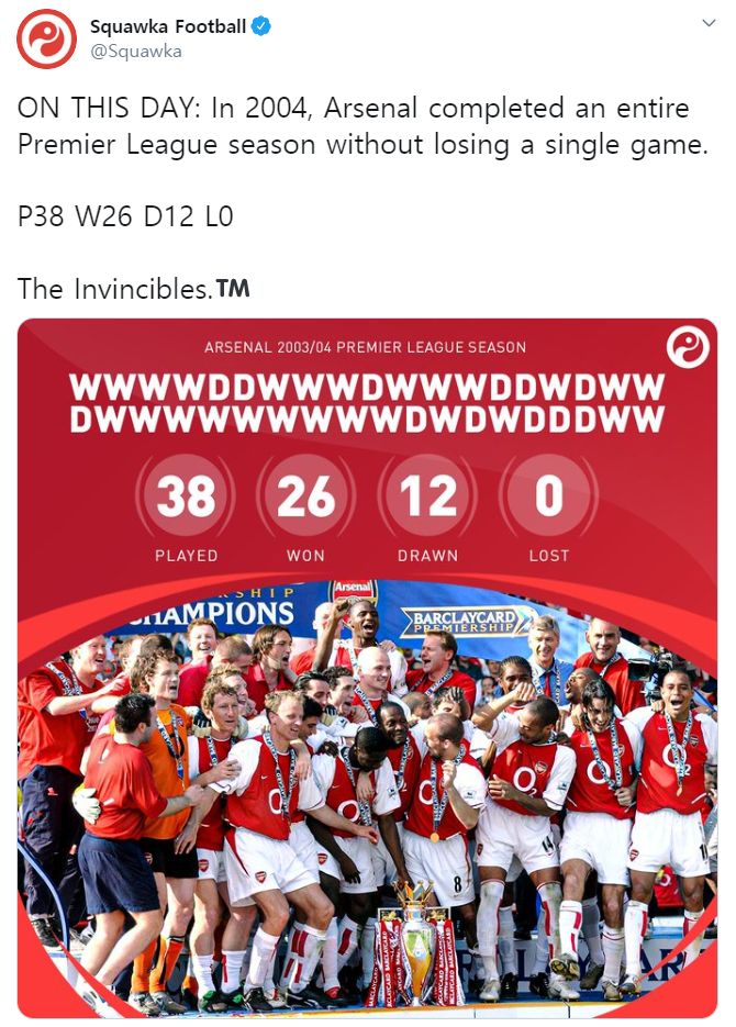 아스널 0304 무패 우승