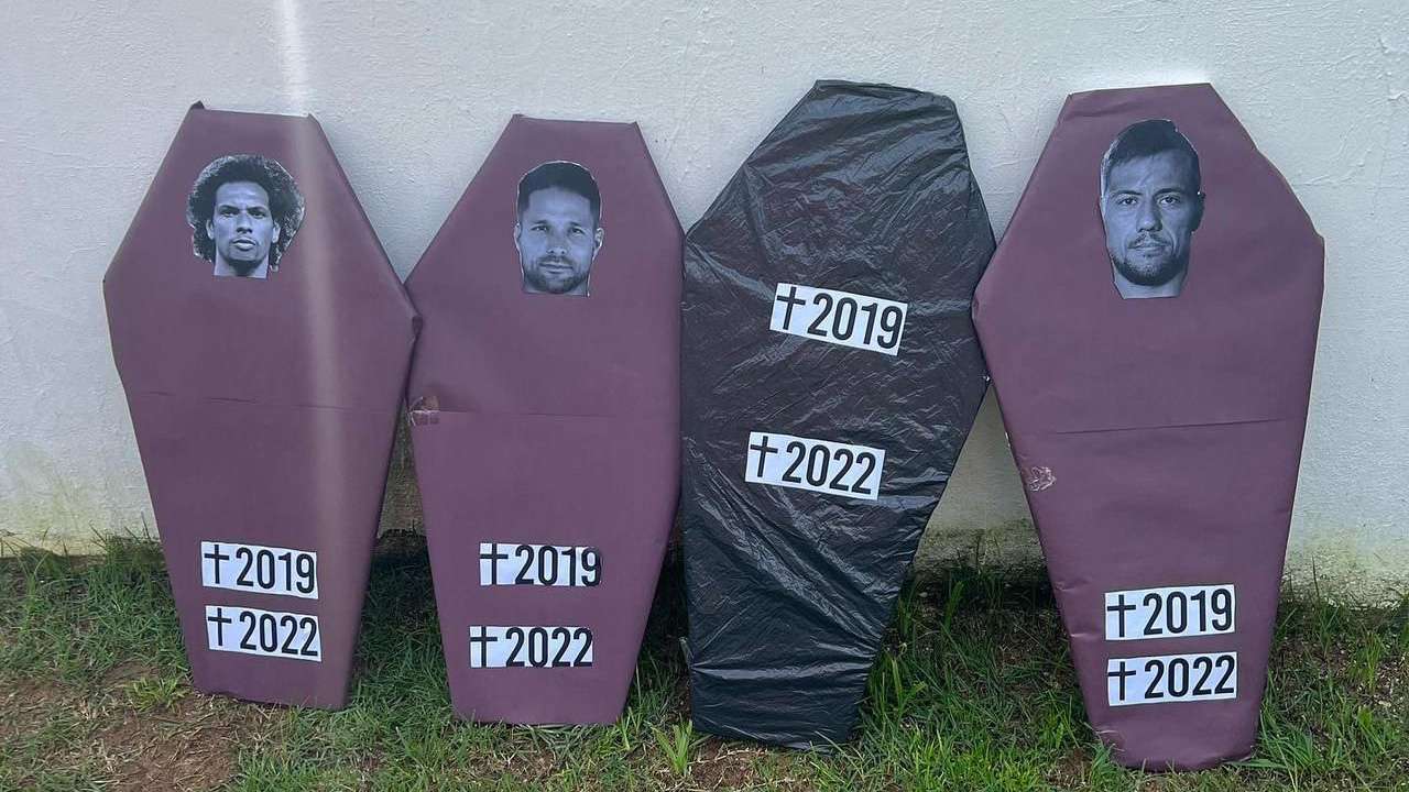 Protesto contra jogadores do Flamengo