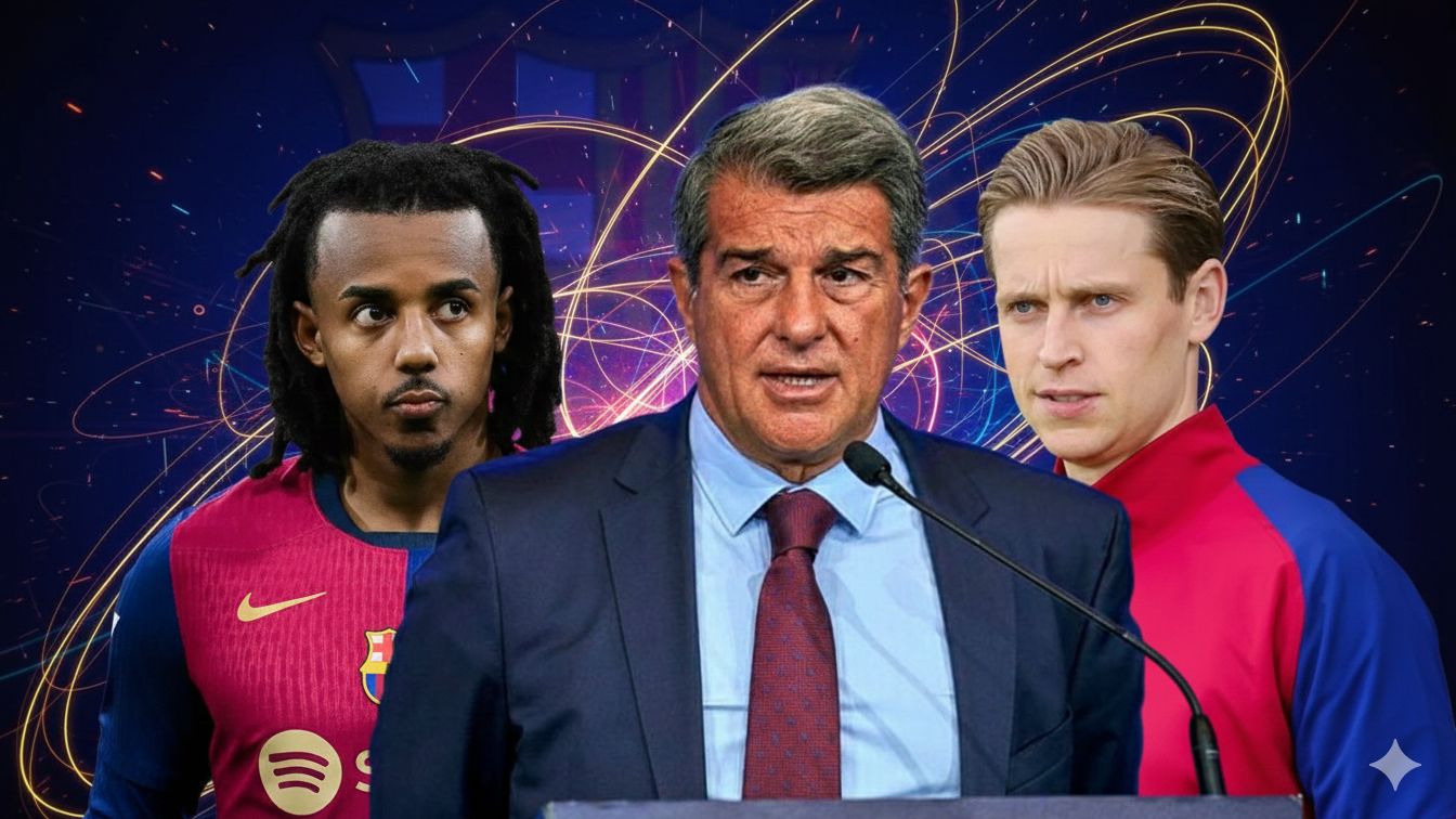 Joan Laporta Jules Kounde Frenkie de Jong Barcelona GFX GOAL ONLY