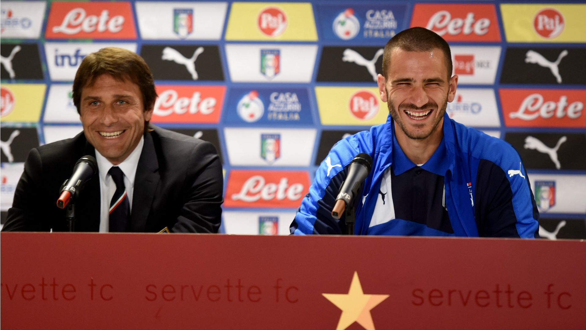 Antonio Conte and Leonardo Bonucci Italy press conference 15062015