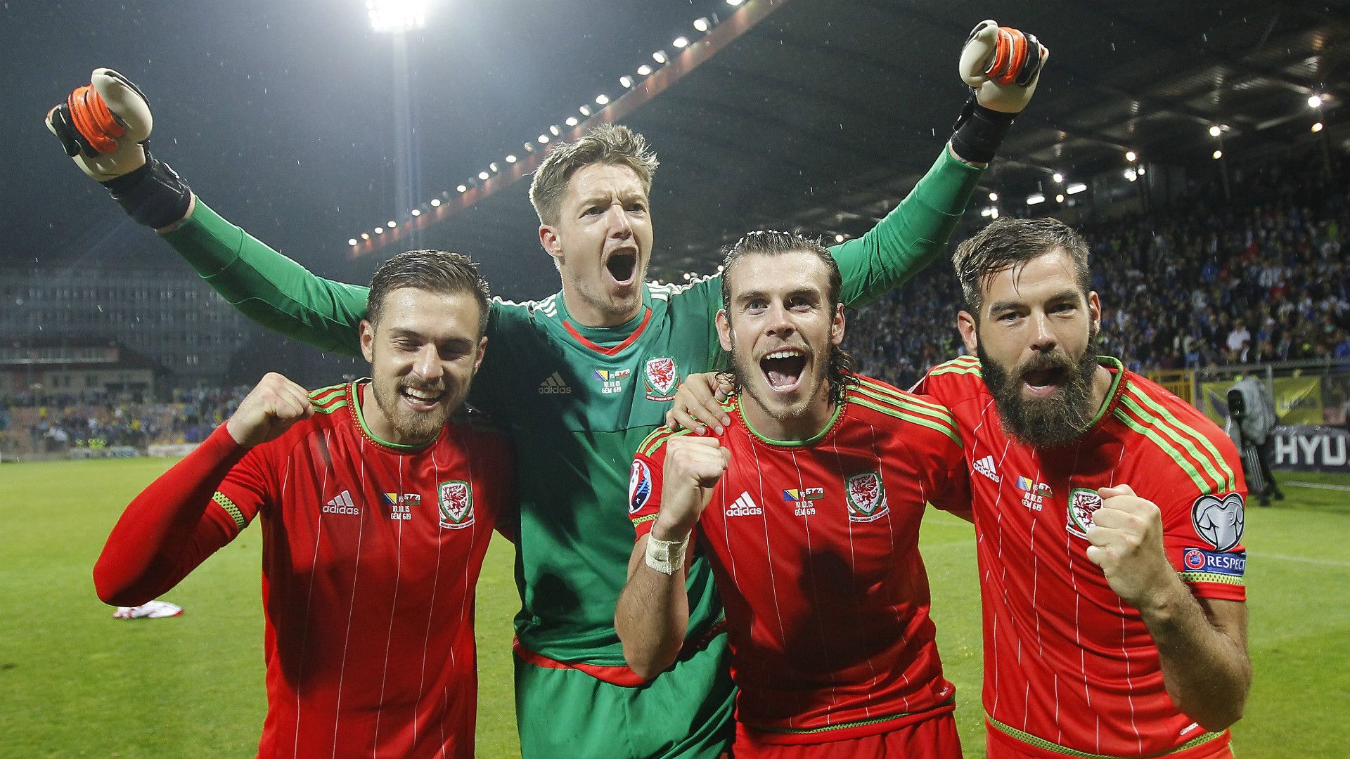 Aaron Ramsey Wayne Hennessey Gareth Bale Joe Ledley Bosnia Wales 10102015