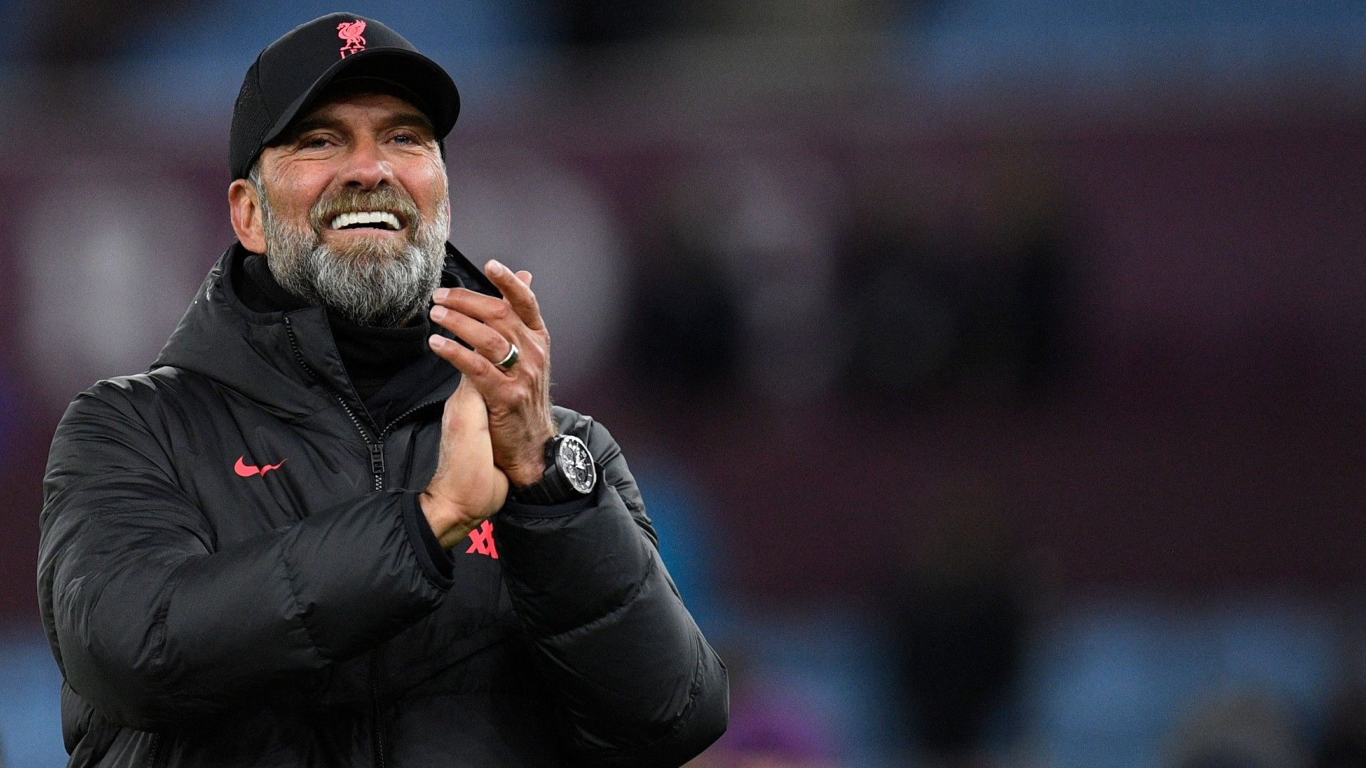 Liverpool's German manager Jurgen Klopp applauds fans