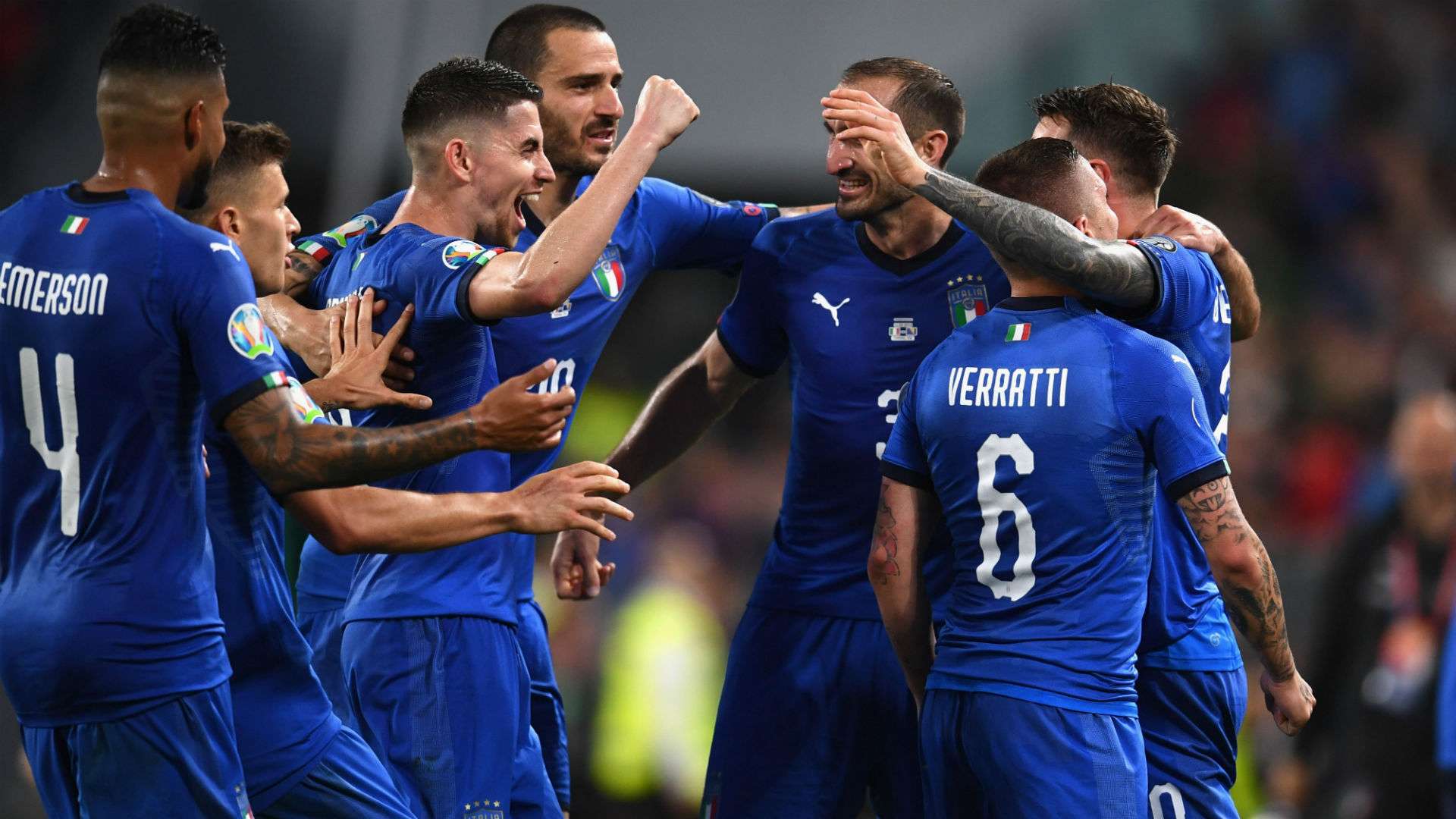 Italy celebrating Italy Bosnia Euro 2020