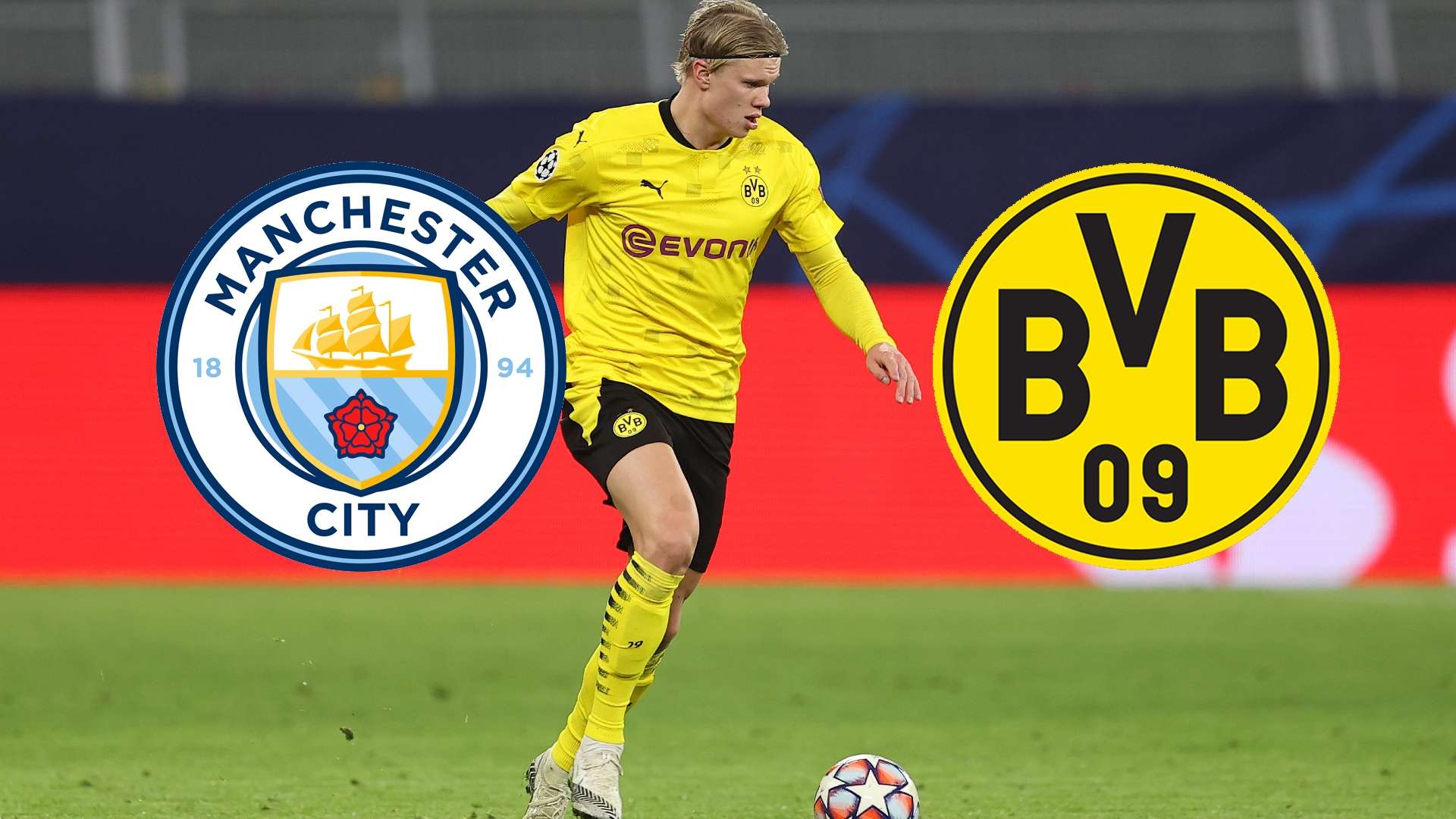 GFX Erling Haaland 2021 Logos Manchester City Dortmund