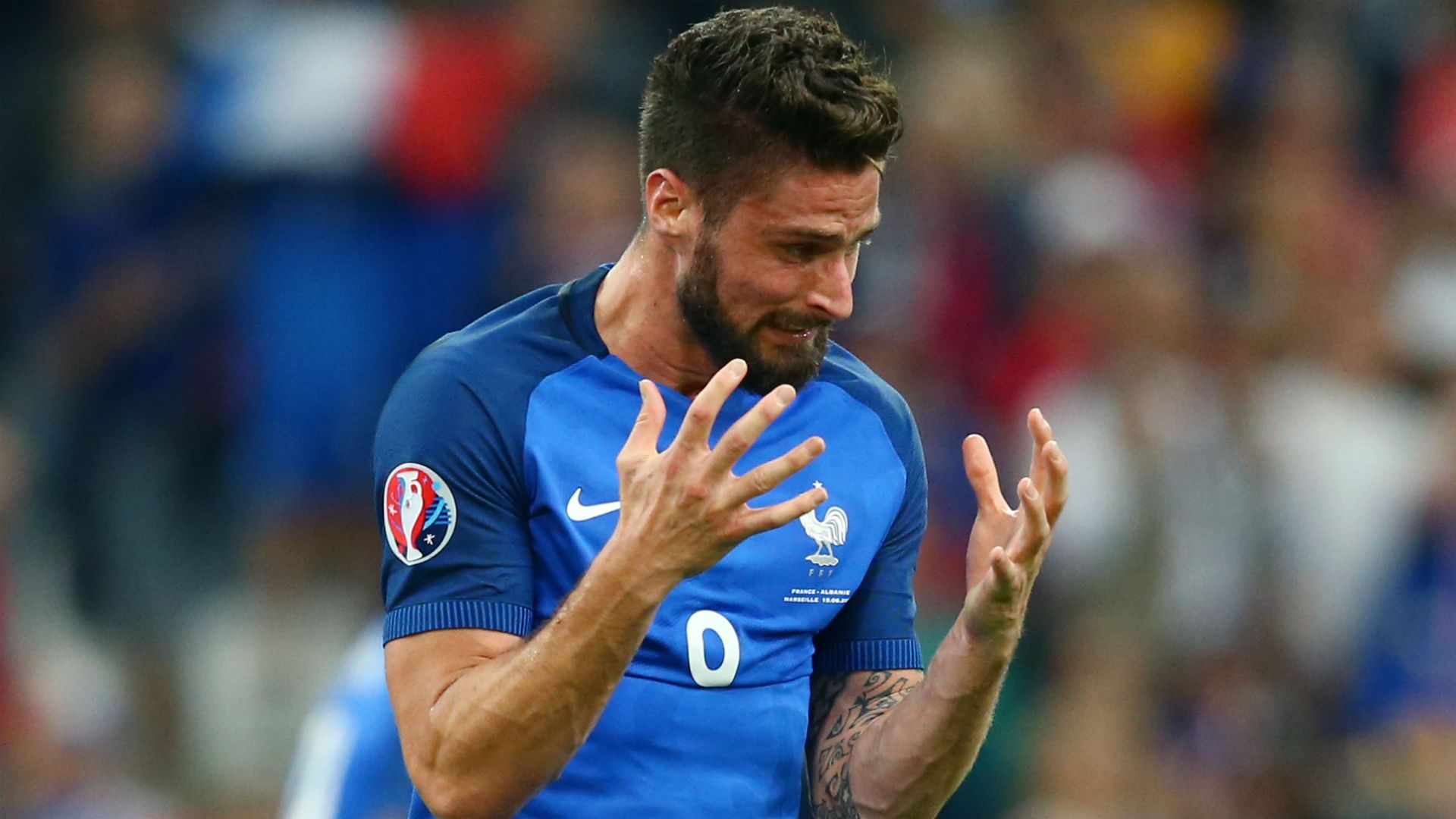 Olivier Giroud France Albania UEFA Euro 2016 15062016