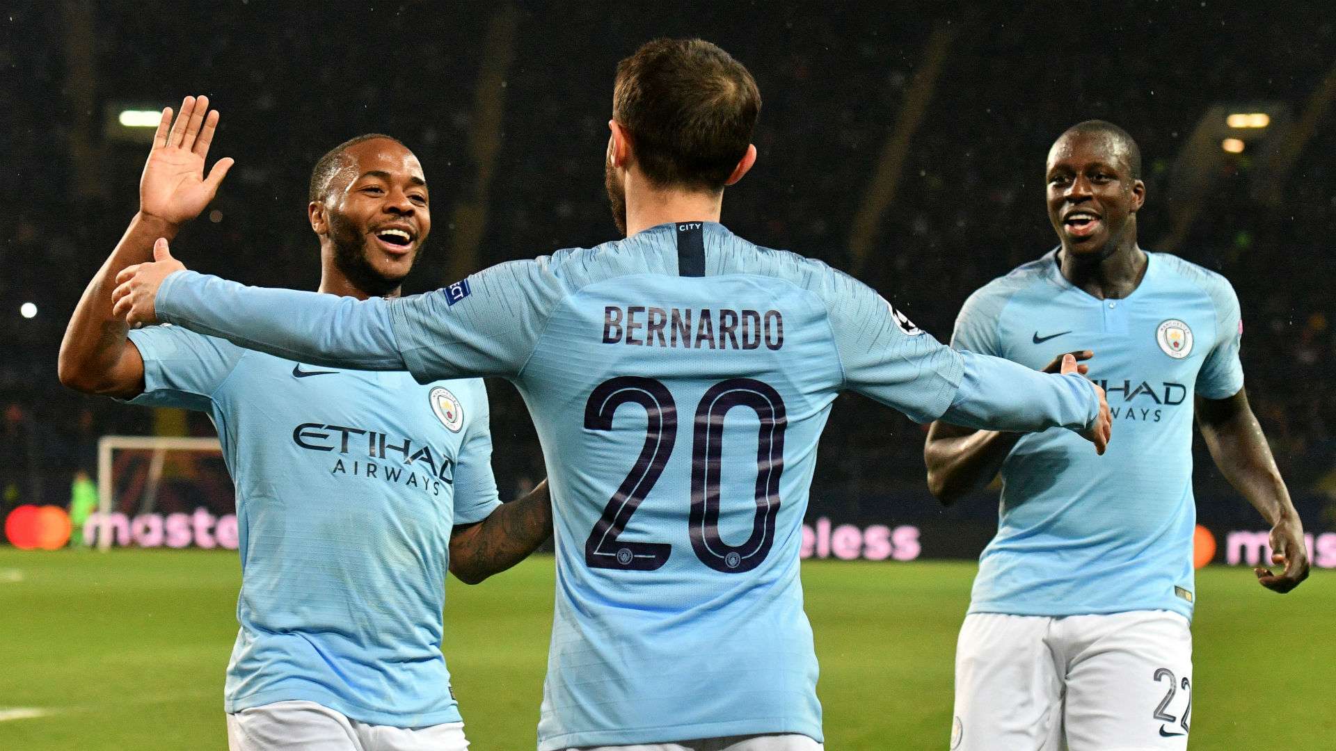 Bernardo Silva Raheem Sterling Benjamin Mendy Manchester City Shakhtar Donetsk 231018