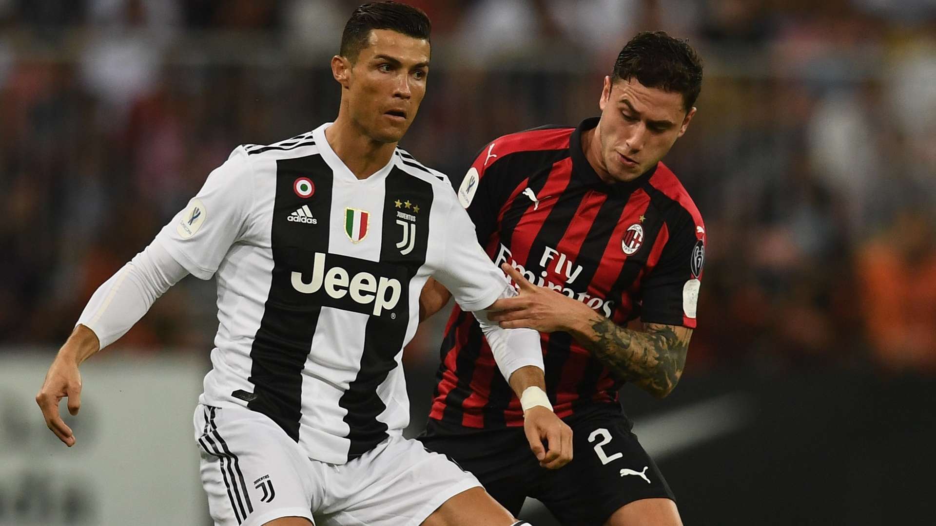 Cristiano Ronaldo Davide Calabria Juventus Milan Supercoppa