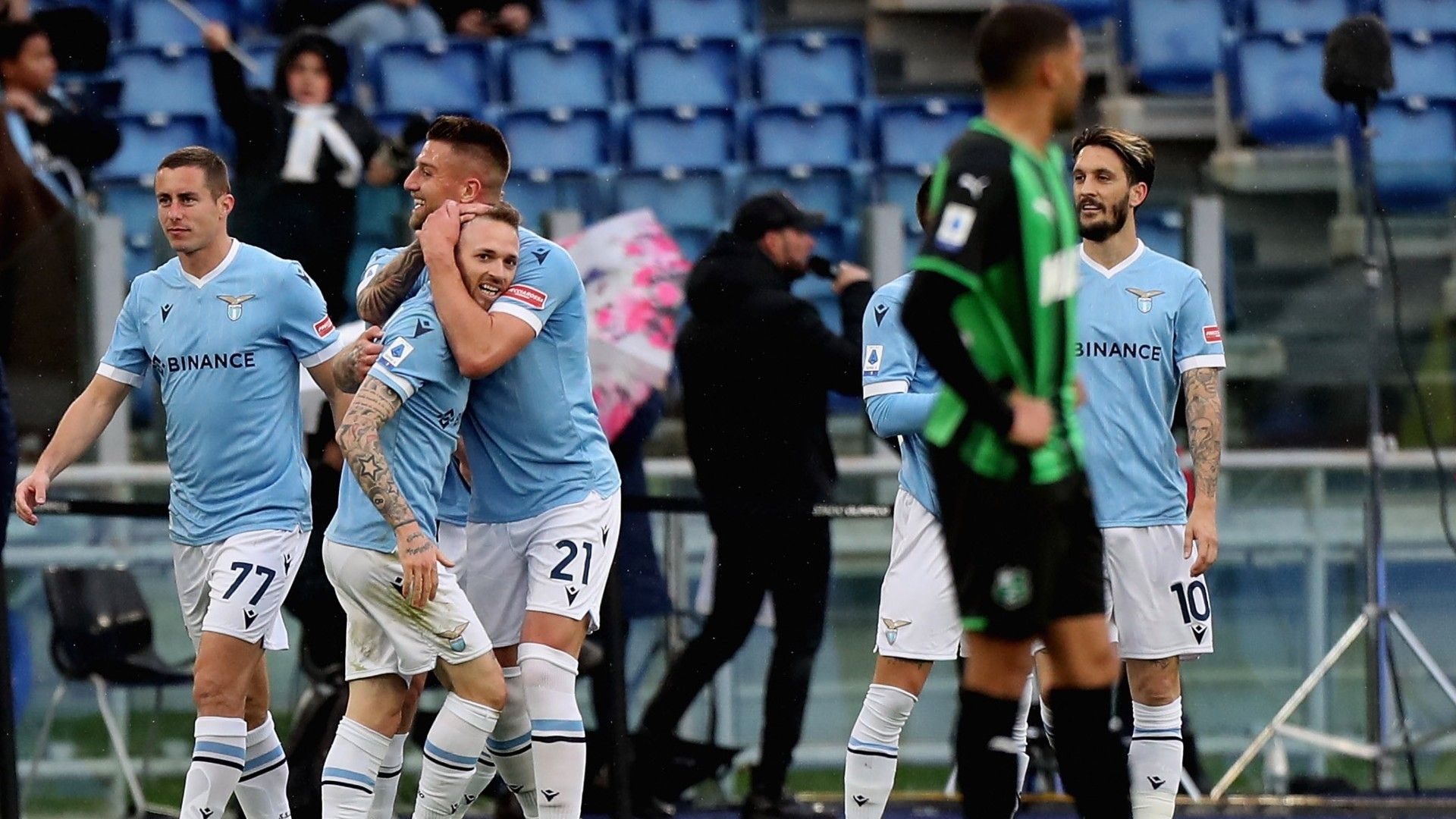 Lazio celebrates goal against Sassuolo Serie A