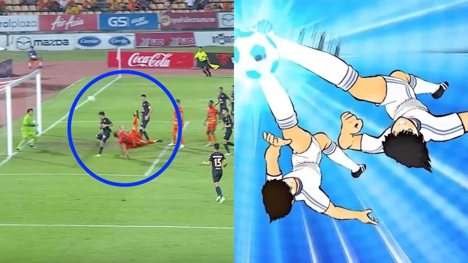 Twin overhead kick from Subasa - Misaki was repeated in Thai League 2019