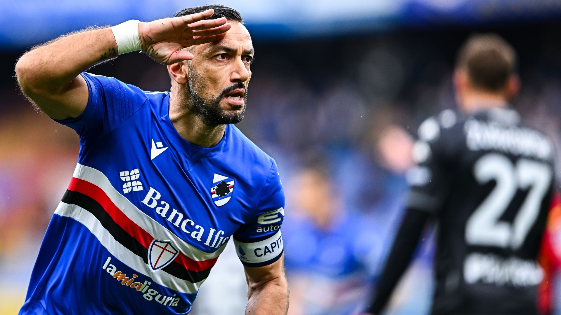 Quagliarella celebrating Sampdoria Empoli