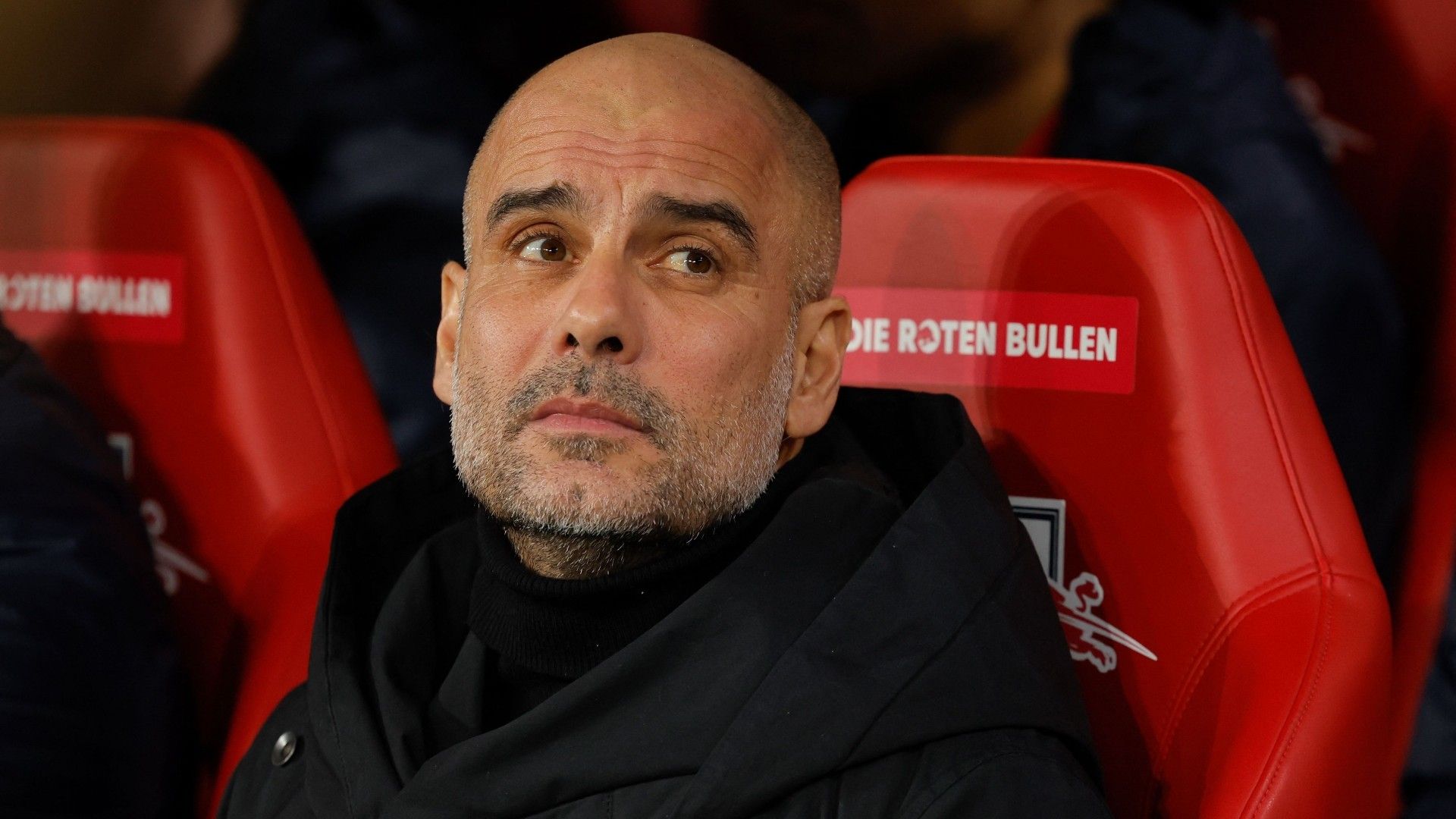 Pep Guardiola Man City vs Leipzig bench 2022-23