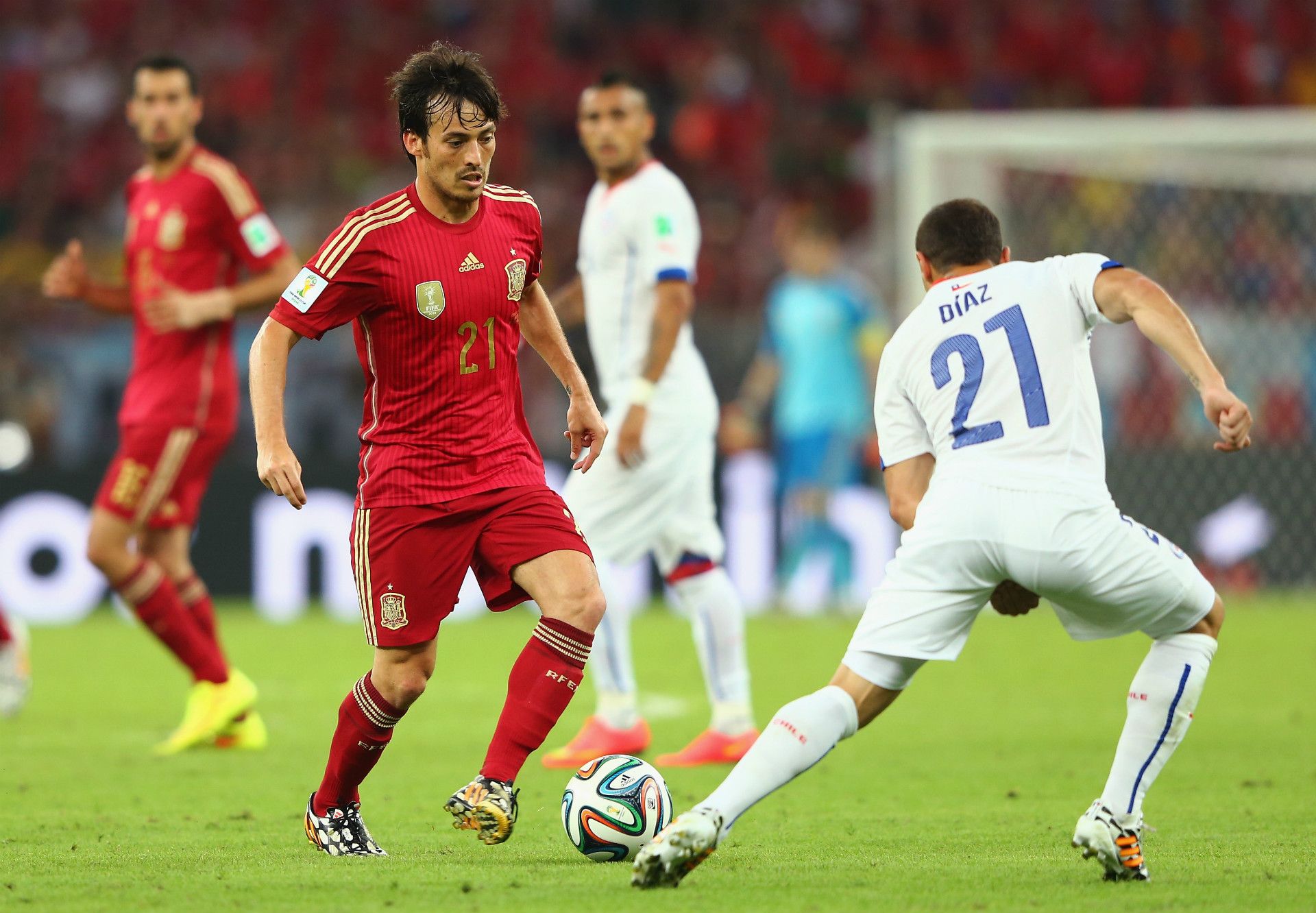 David Silva Marcelo Silva Spain Chile 2014 World Cup Group B 06182014