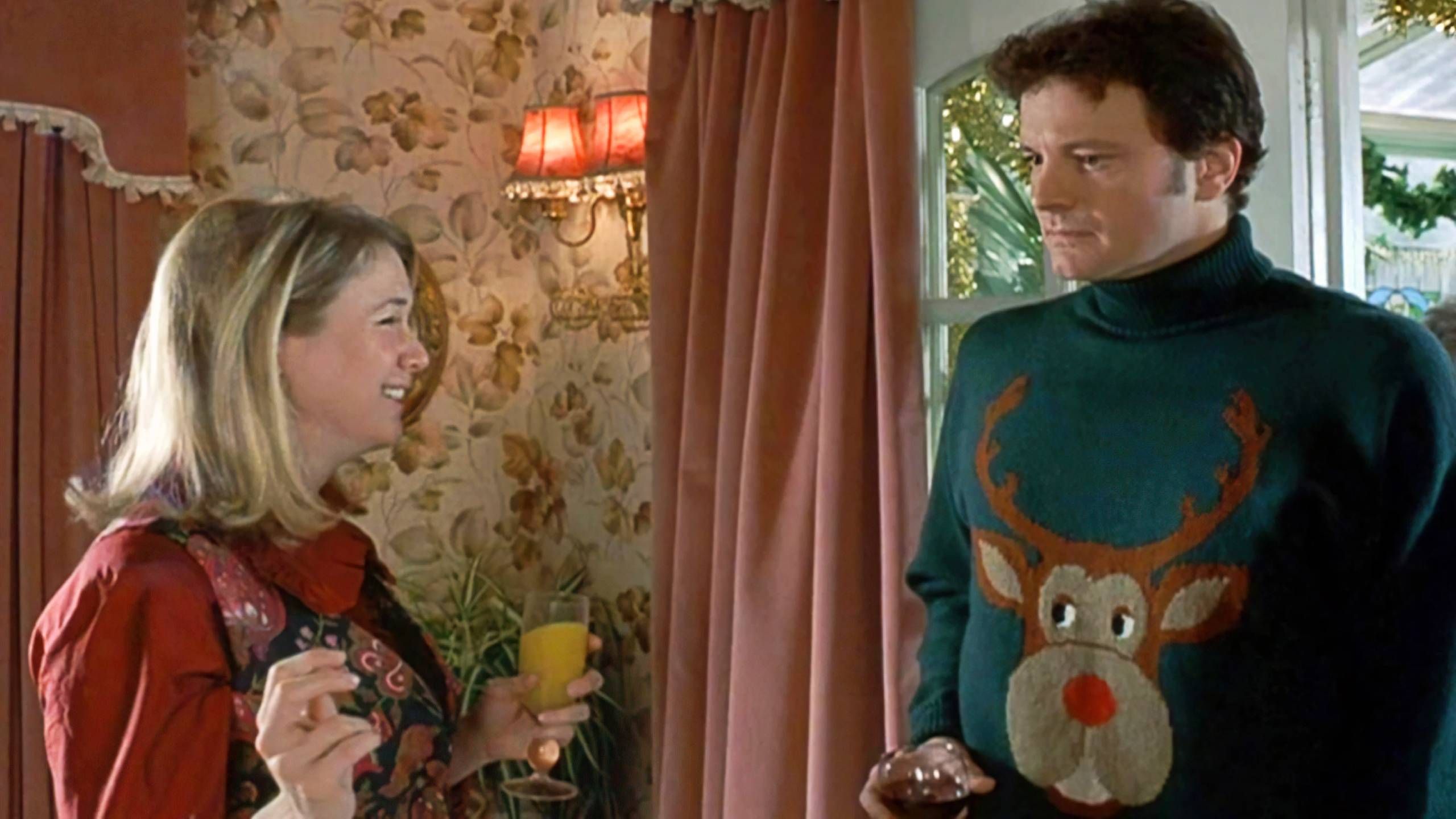 Renée Zellweger and Colin Firth get festive, in Bridget Jones's Diary.