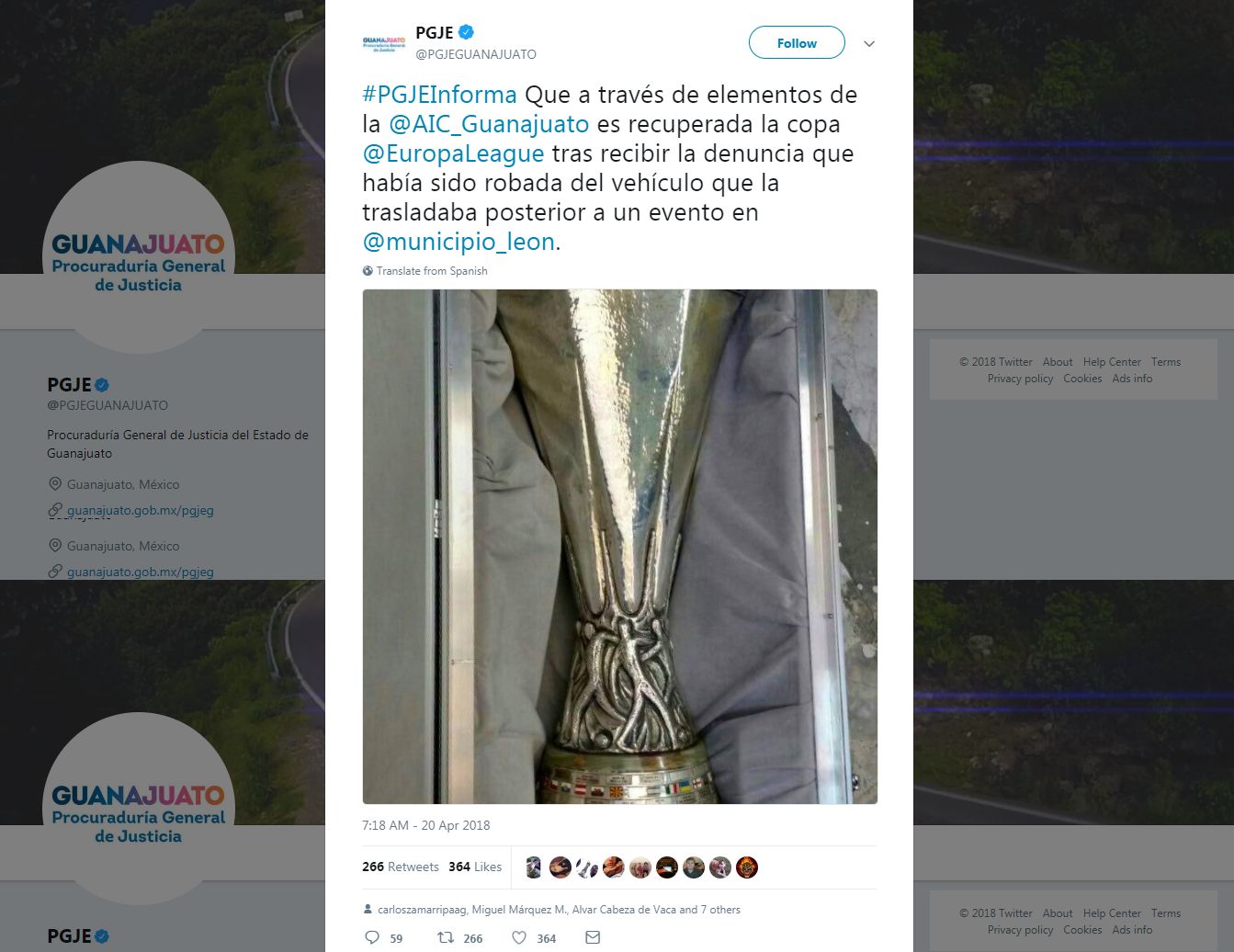 Europa League trophy Twitter