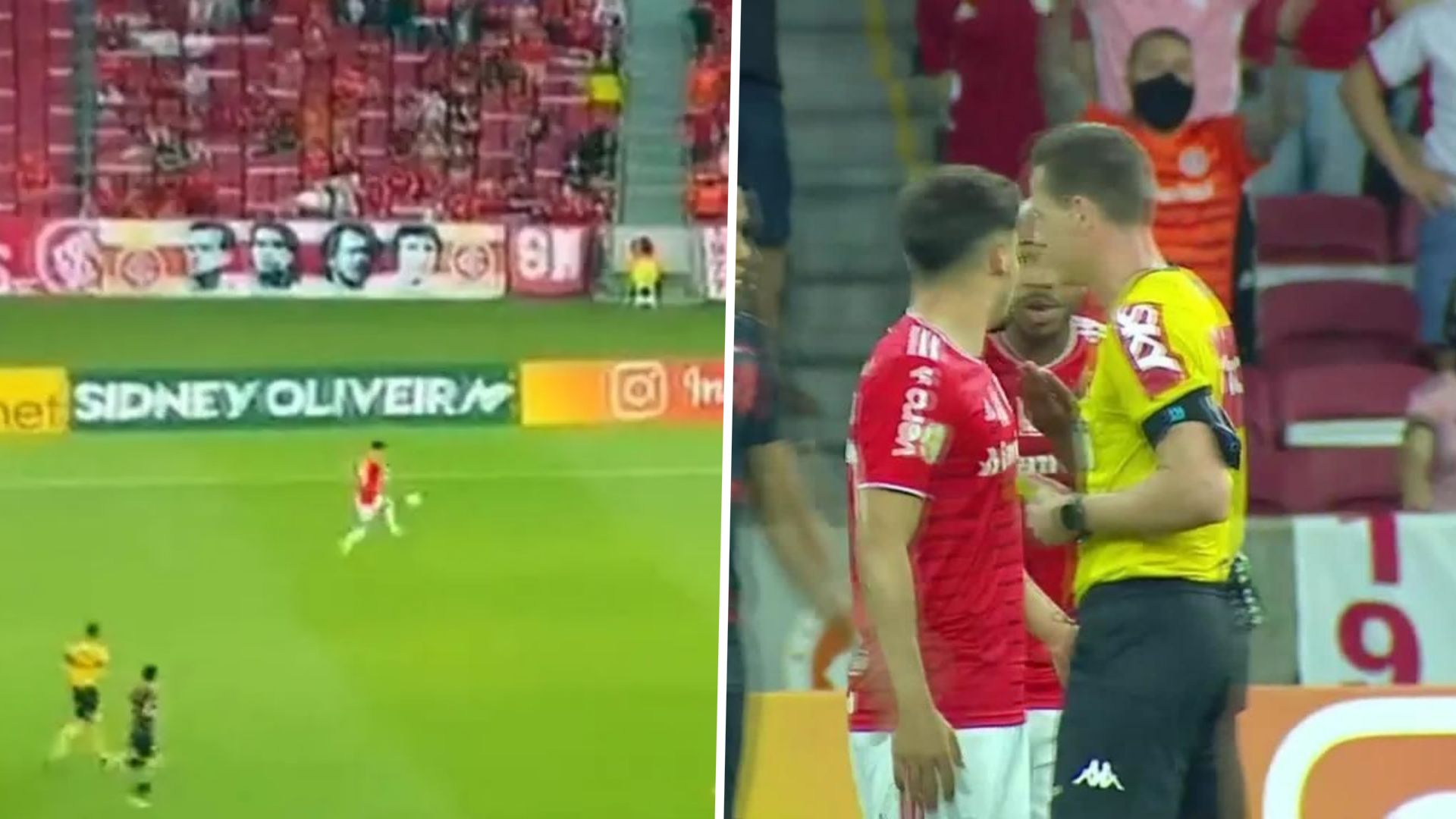 Mauricio carton jaune jongle Intenacional Athlético Paranaense