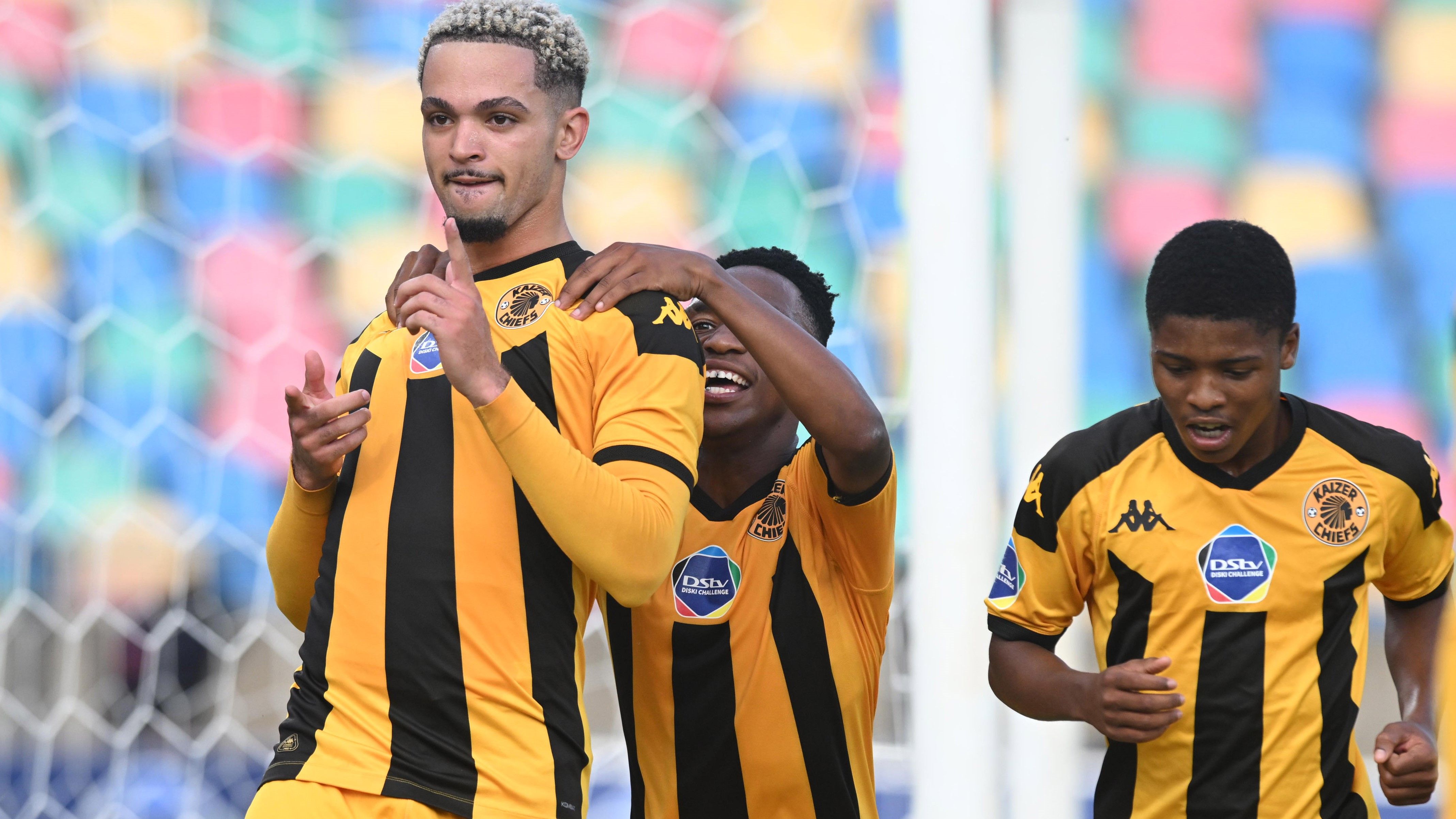 Aden McCarthy of Kaizer Chiefs celebrates a goal against Orlando Pirates