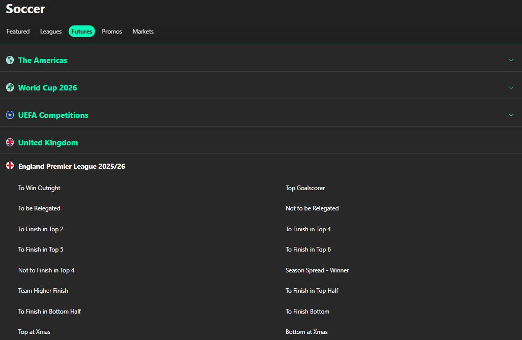 soccer futures betting