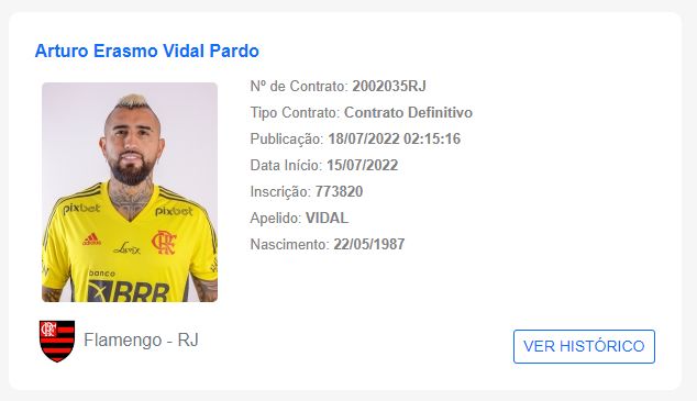Arturo Vidal inscrito