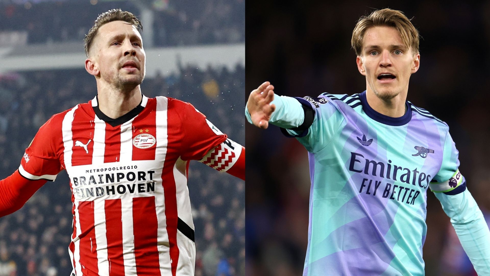 Luuk de Jong PSV Martin Odegaard Arsenal