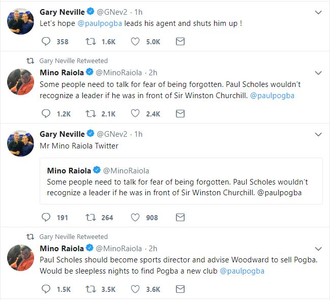 Mino Raiola Gary Neville Paul Scholes Twitter