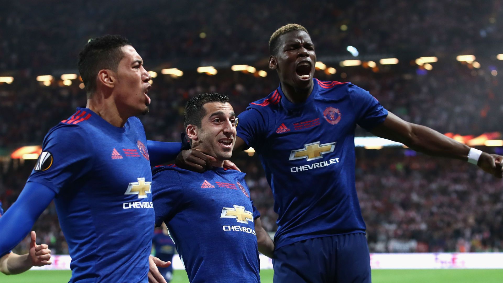 Henrikh Mkhitaryan Chris Smalling Paul Pogba Manchester United Europa League