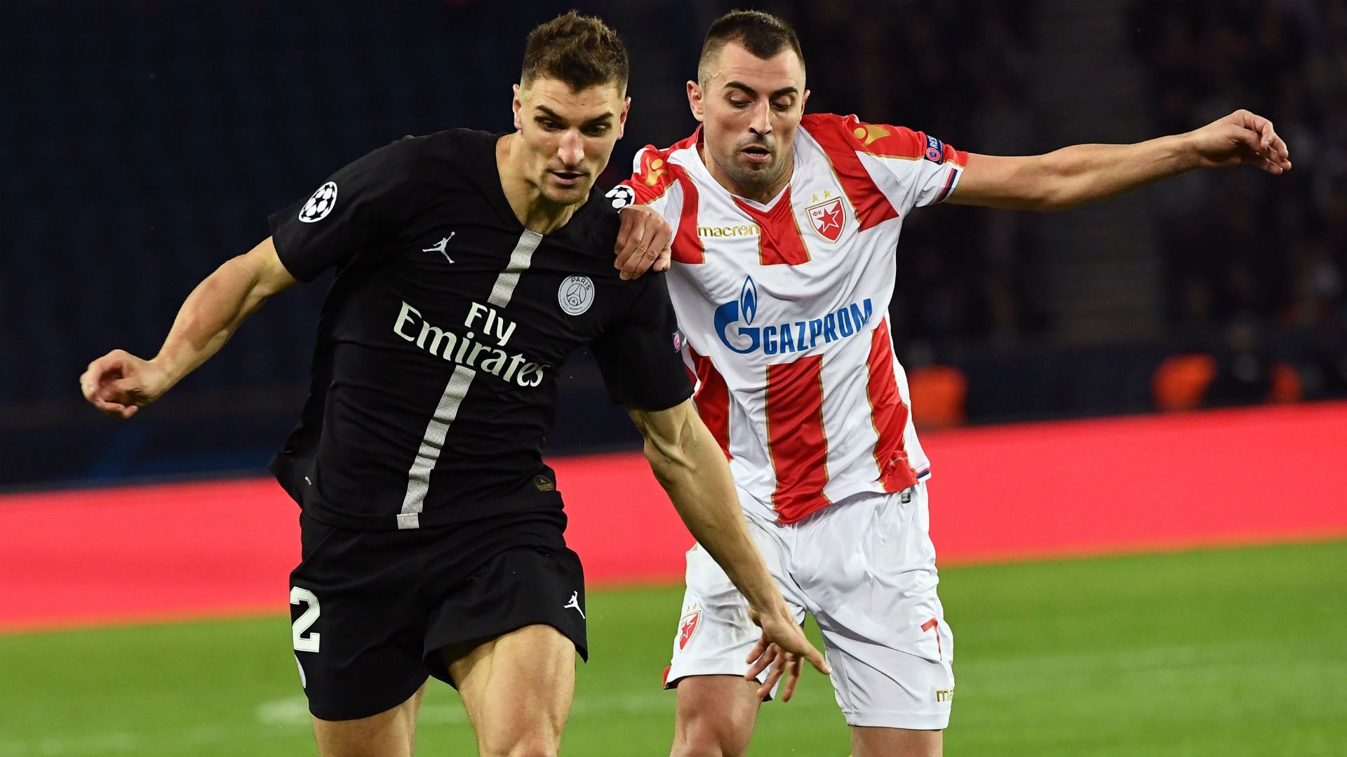 Thomas Meunier Nenad Krsticic PSG Red Star Belgrad UEFA Champions League 03102018