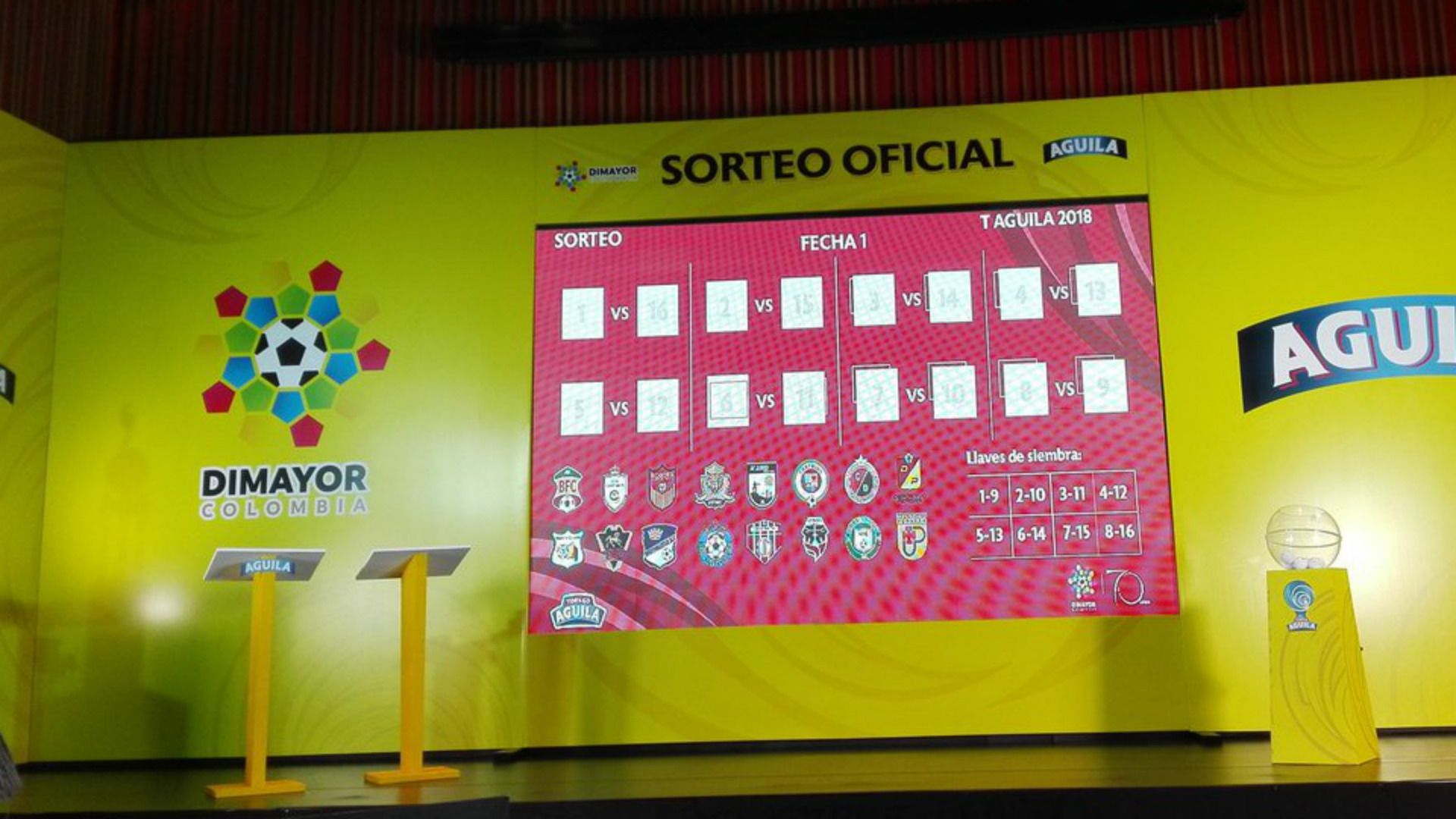 sorteo liga aguila 2018
