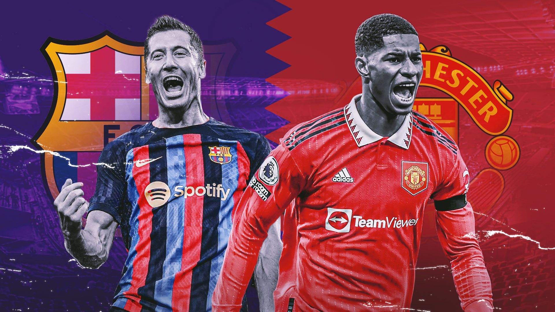 Robert Lewandowski Marcus Rashford Barcelona Man Utd 2022-23 Europa League