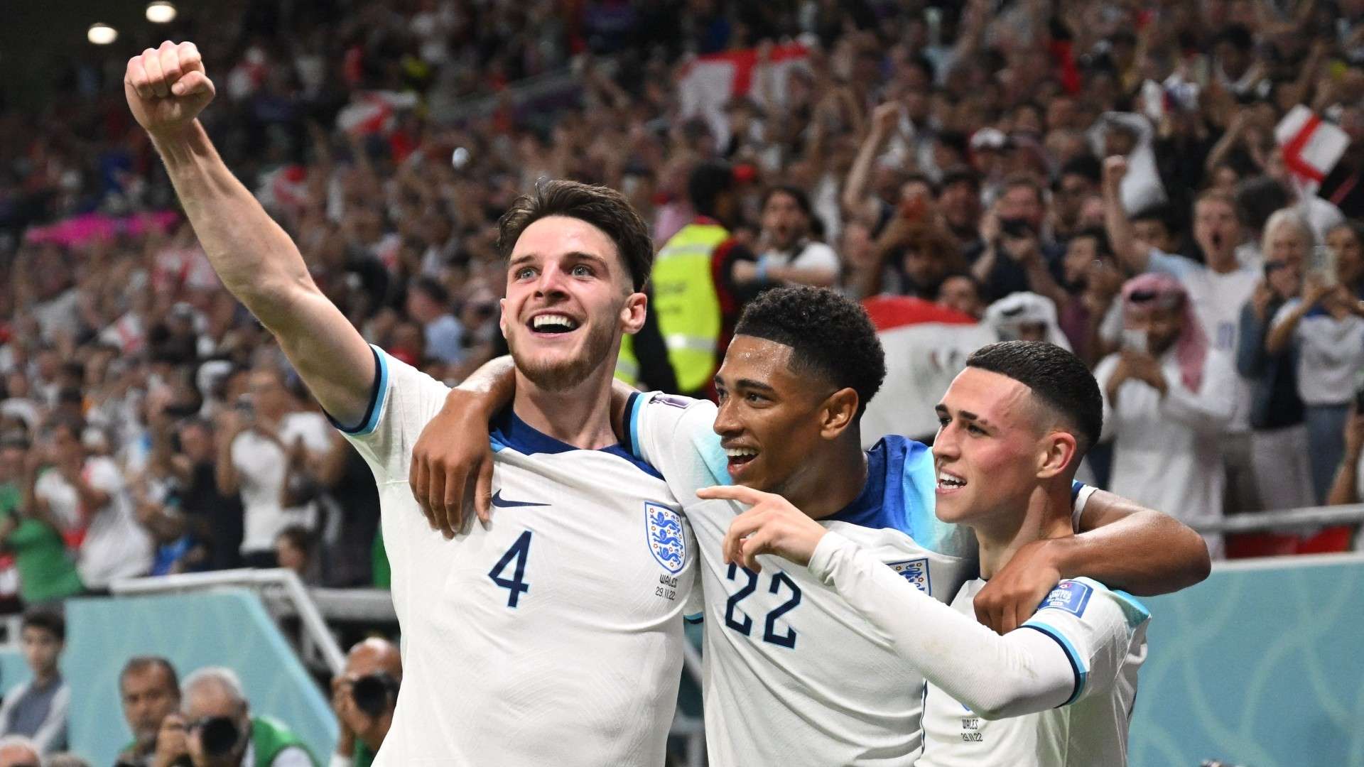 Declan Rice Jude Bellingham Phil Foden England 2022