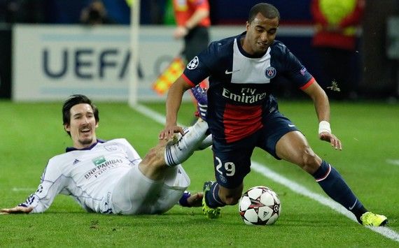 LUCAS MOURA SACHA KLJESTAN PARIS SG ANDERLECHT CHAMPIONS LEAGUE 11052013