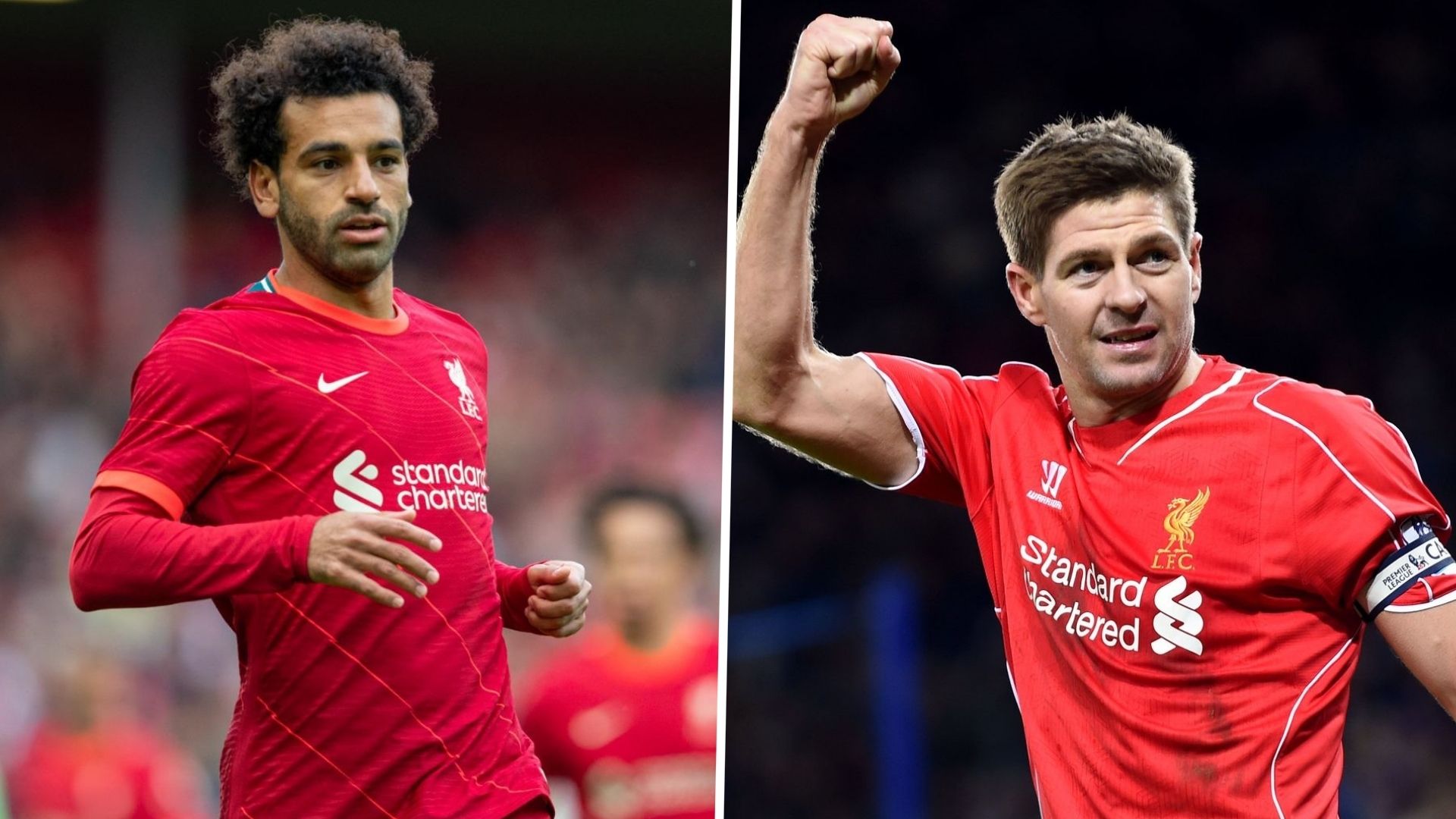 Mohamed Salah and Steven Gerrard of Liverpool.