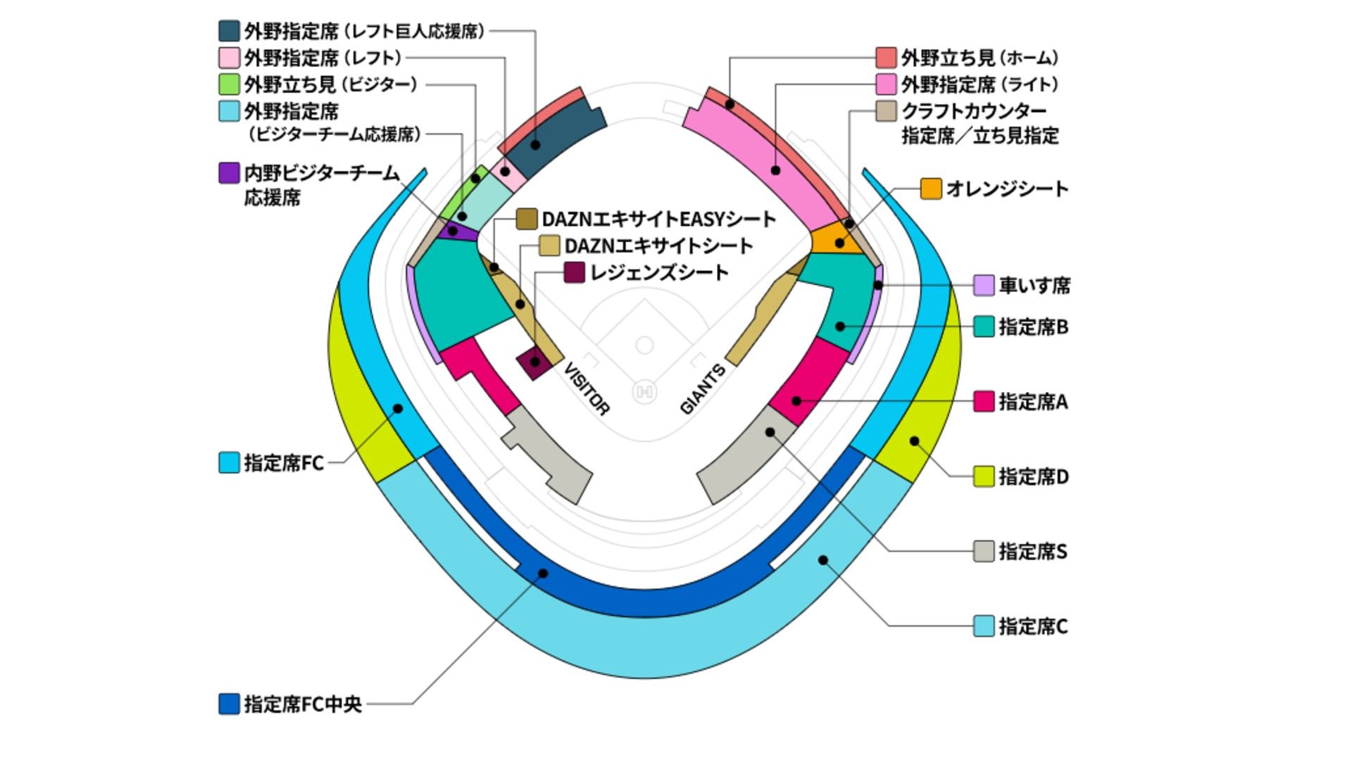 yomiuri giants tokyo dome seat map