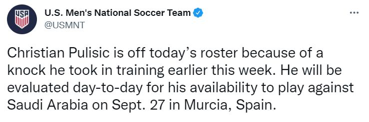 Christian Pulisic injury