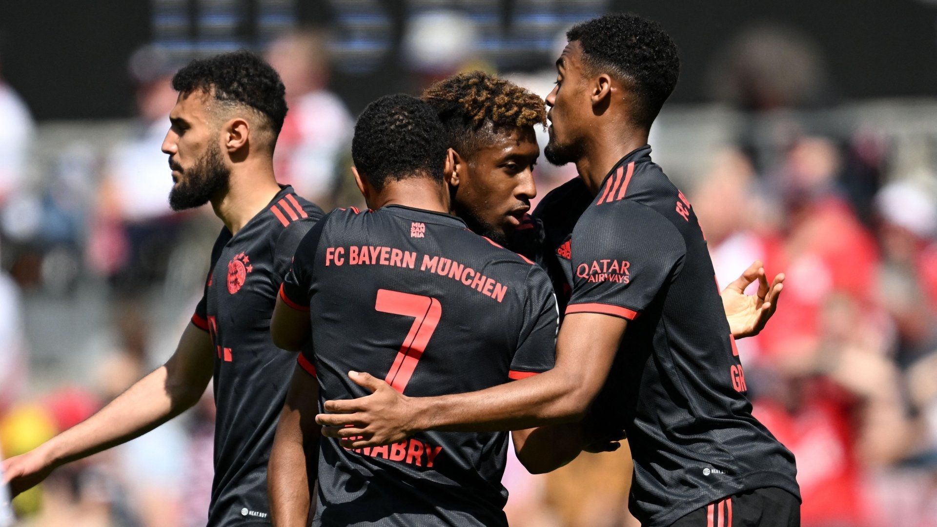 Kingsley Coman celebrates Bayern Munich 2022-23