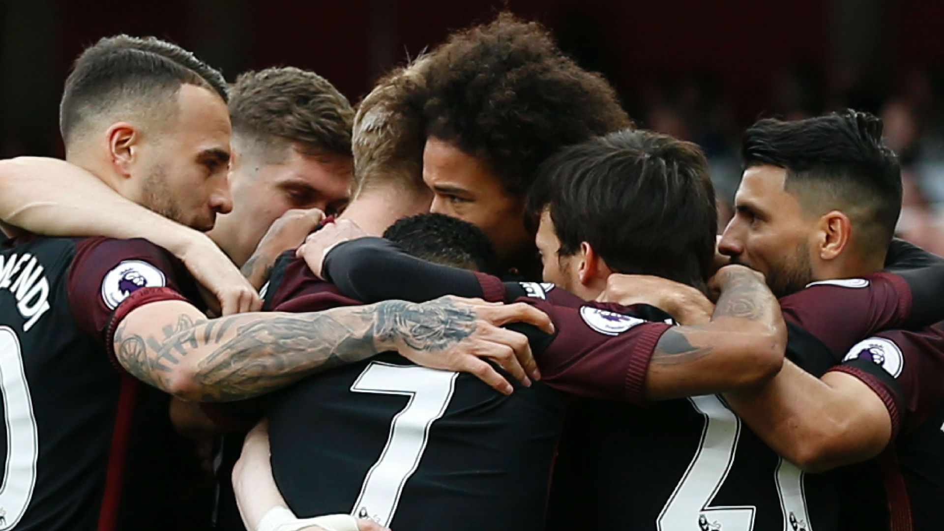 Manchester City celebrate v Arsenal
