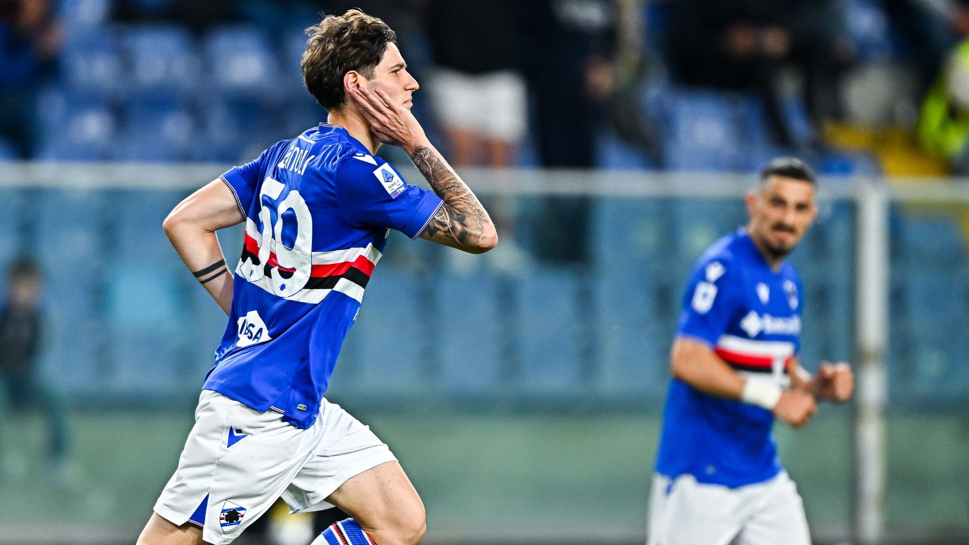 Zanoli celebrating Sampdoria Empoli Serie A