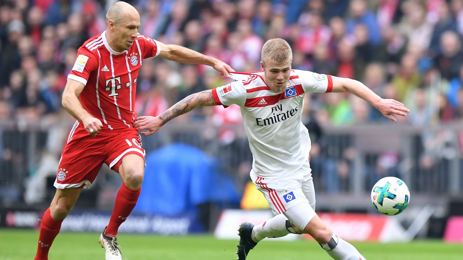 Arjen Robben, Rick van Drongelen, Bayern Munchen - Hamburger SV, Bundesliga 03102018