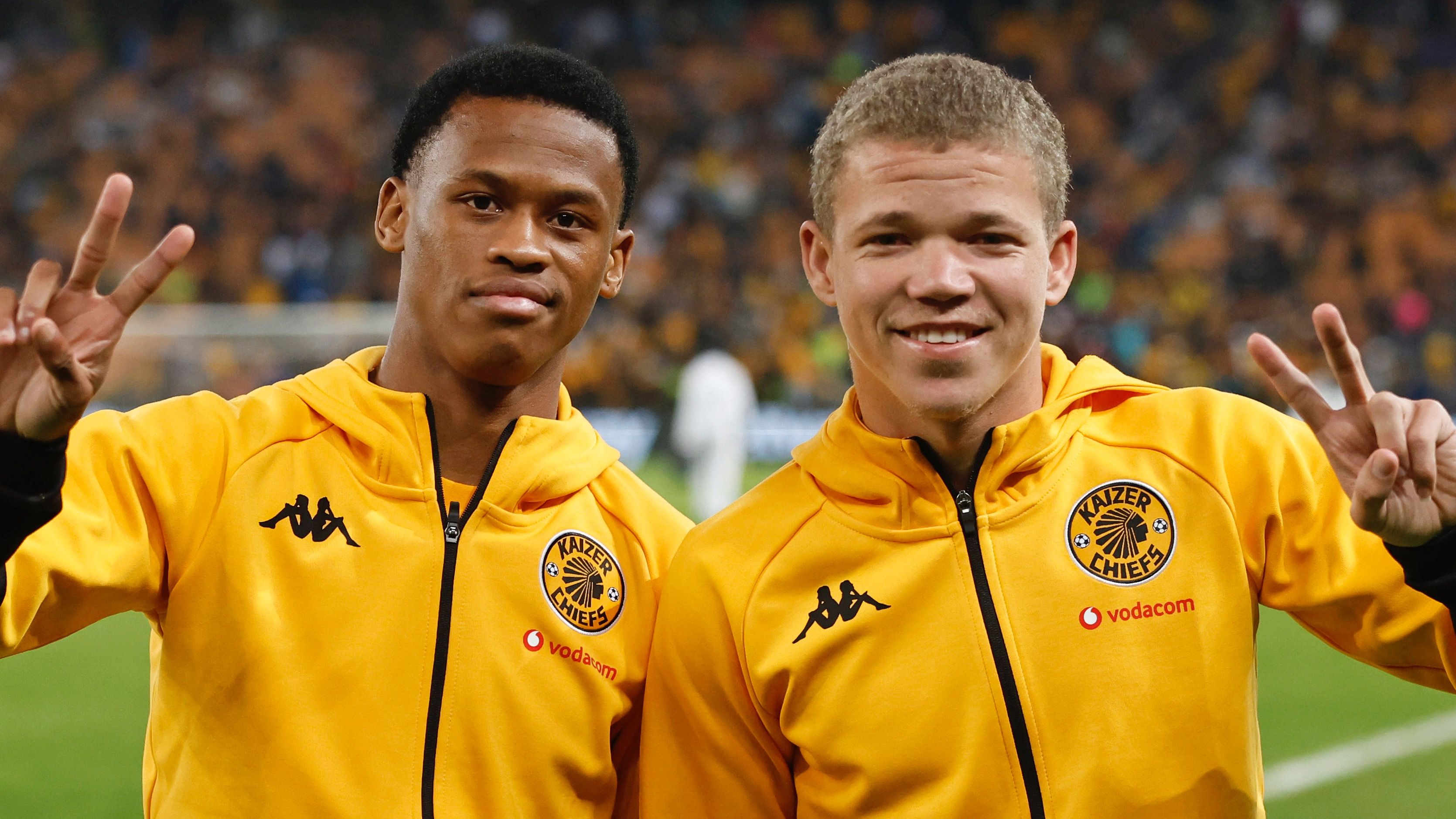 Asanele Velebayi and Luke Baartman of Kaizer Chiefs