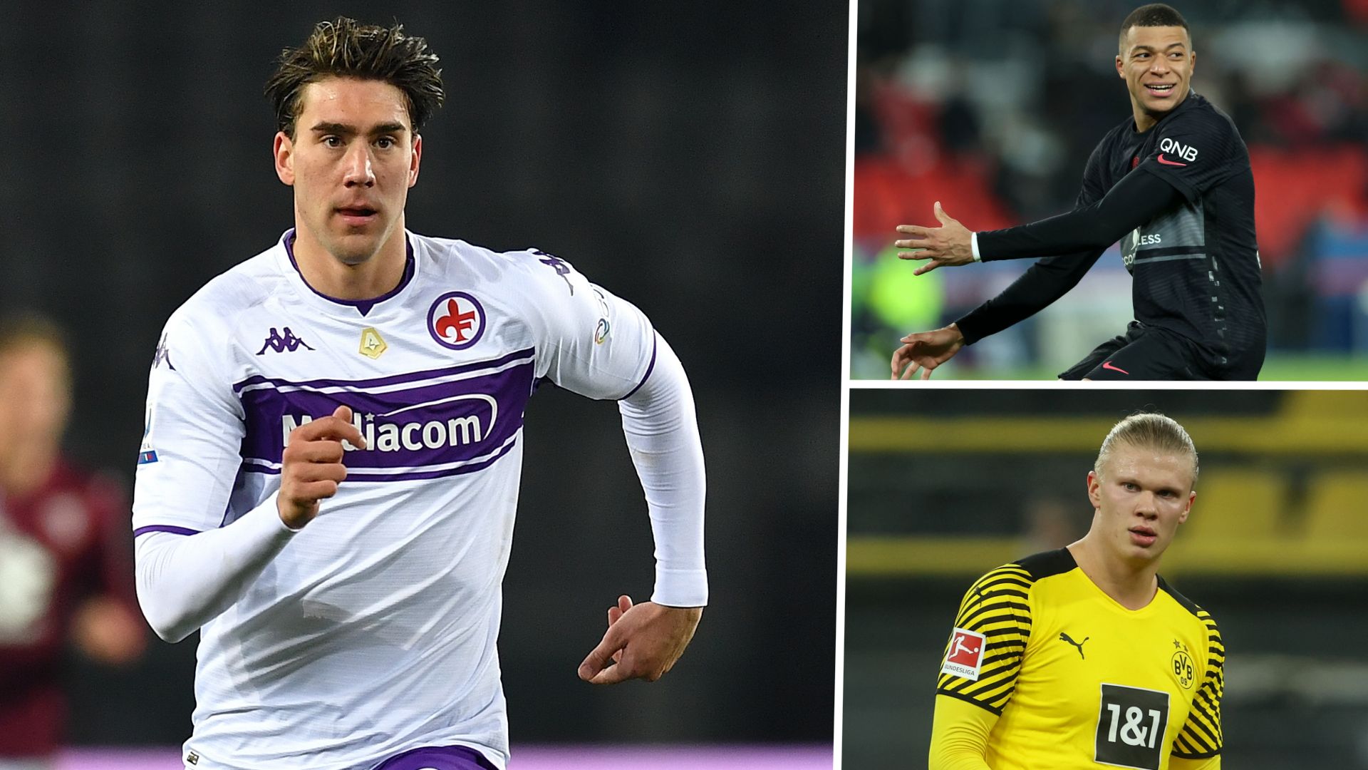 Vlahovic Mbappe Haaland GFX