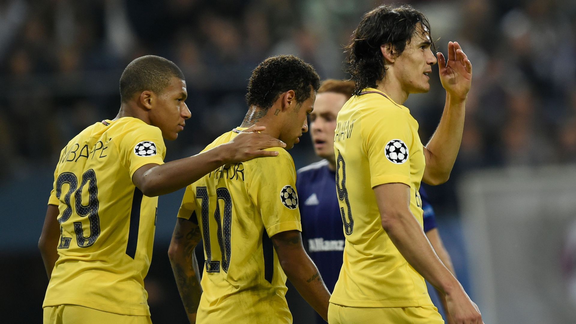 Kylian Mbappe Neymar Edinson Cavani PSG UCL 10182017