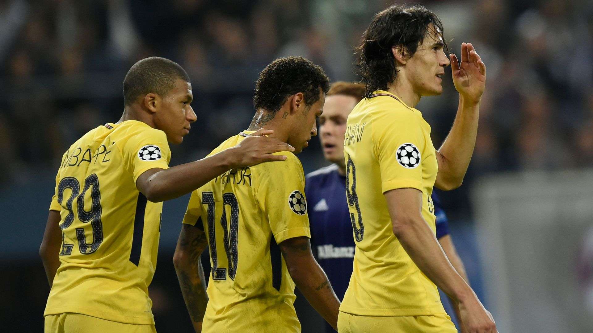 Kylian Mbappe Neymar Edinson Cavani PSG UCL 10182017