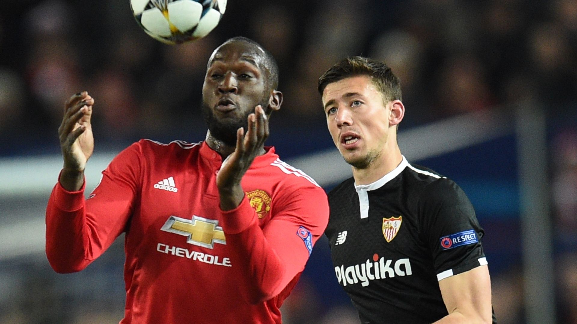Romelu Lukaku, Clement Lenglet, Man Utd vs Sevilla, 2017-18 Champions League
