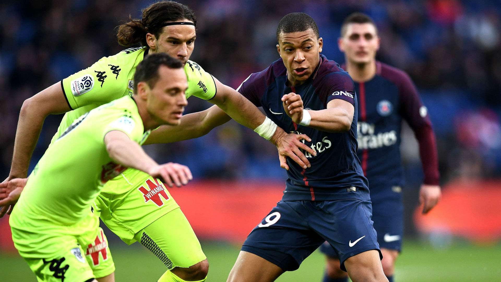 Kylian Mbappe Mateo Pavlovic PSG Angers Ligue 1 14032018