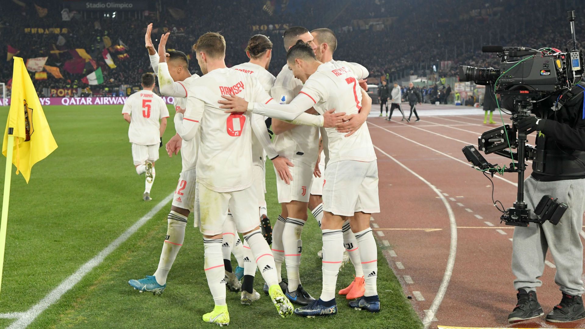 Juventus celebrating Roma