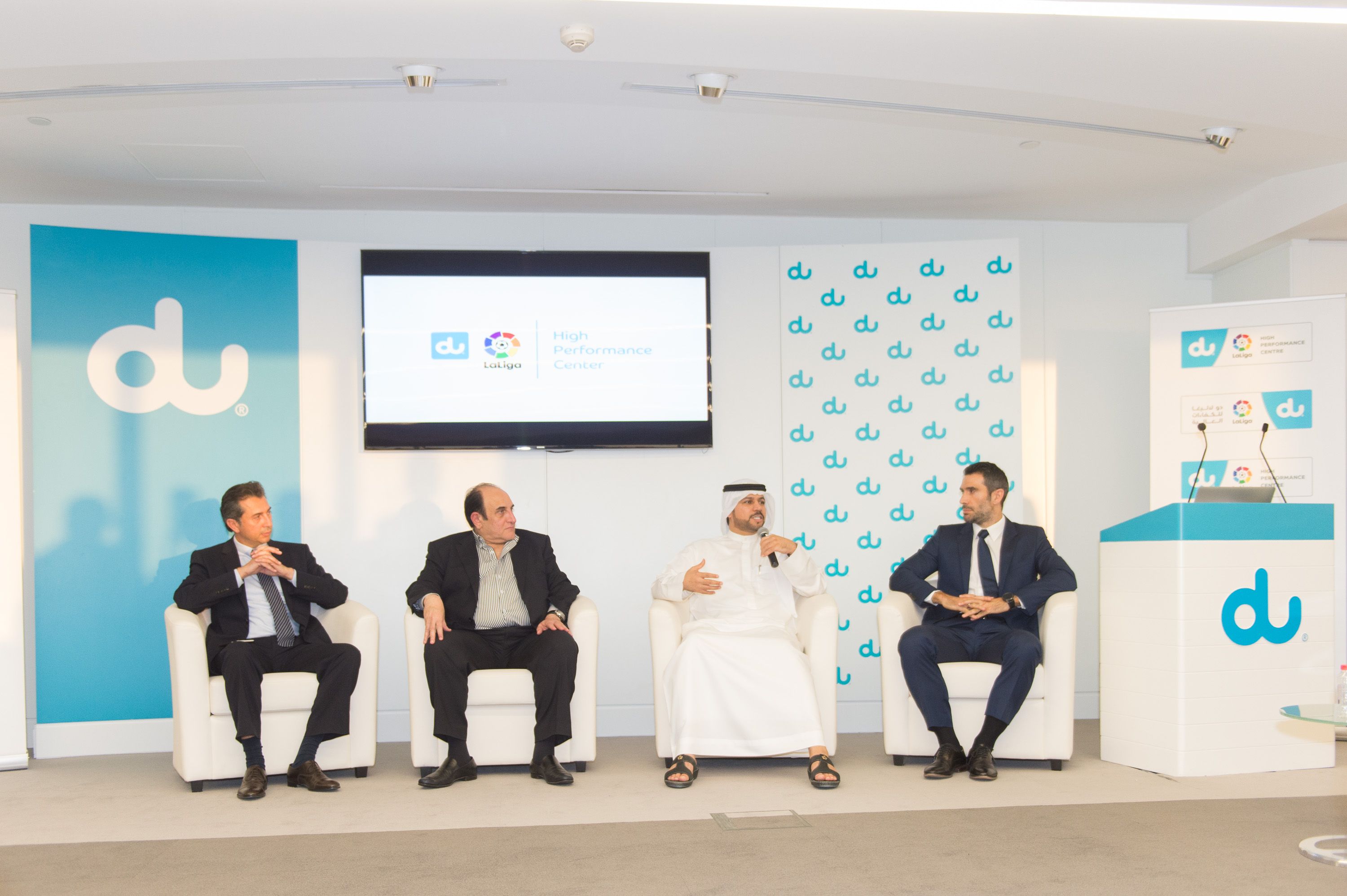 Hussein Murad, CEO Inspiratus, Osman Sultan, CEO du, Saeed Al Tunaiji, Vice Chairman UAE FA, Fernando Sanz, Director General LaLiga MENA