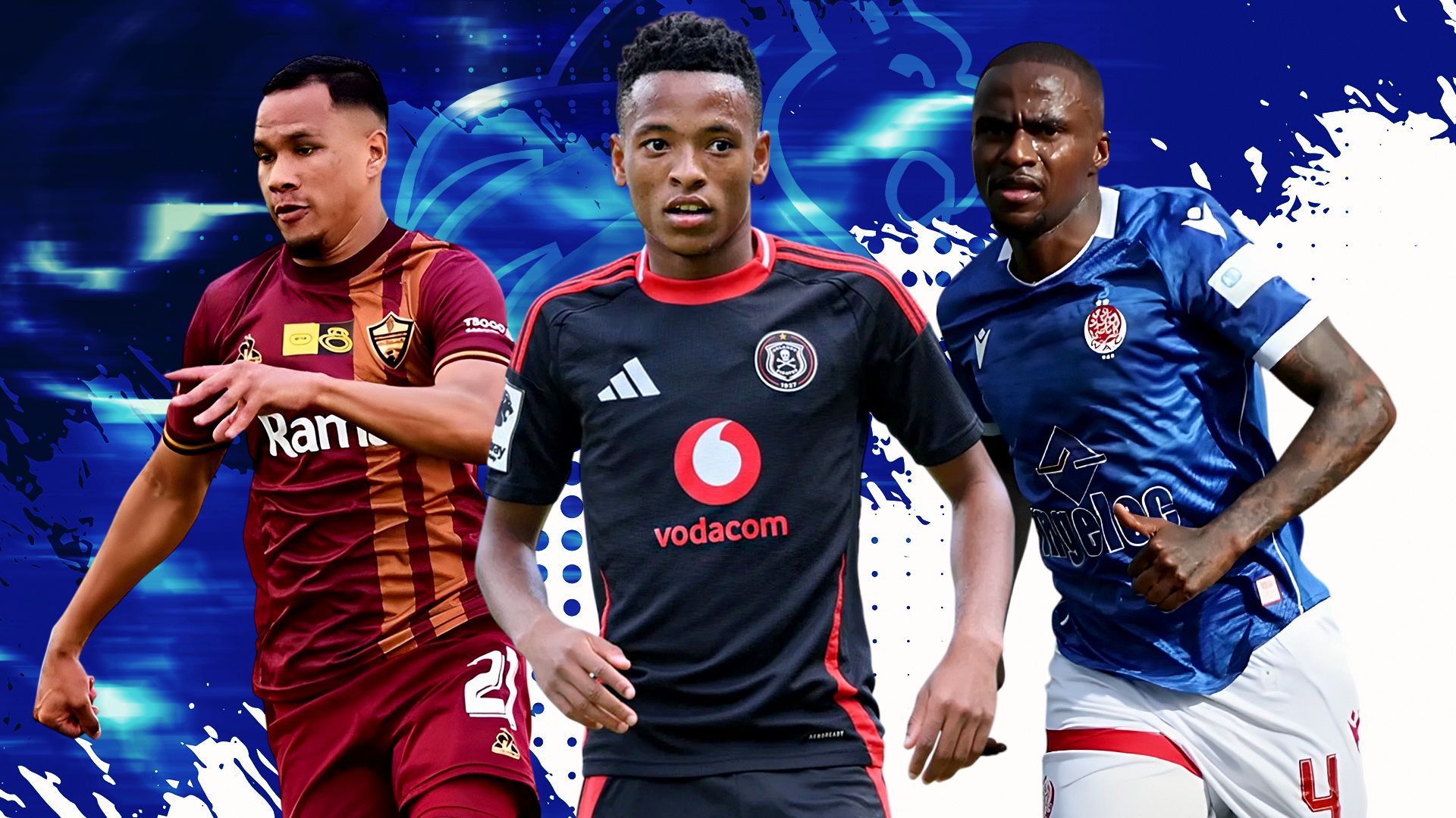Relebohile Mofokeng of Orlando Pirates, Fawaaz Basadien of Stellenbosch & Thembinkosi Lorch of Wydad Casablanca 16-9