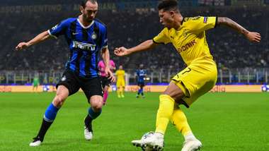 DIEGO GODIN INTER JADON SANCHO BORUSSIA DORTMUND CHAMPIONS LEAGUE 23102019